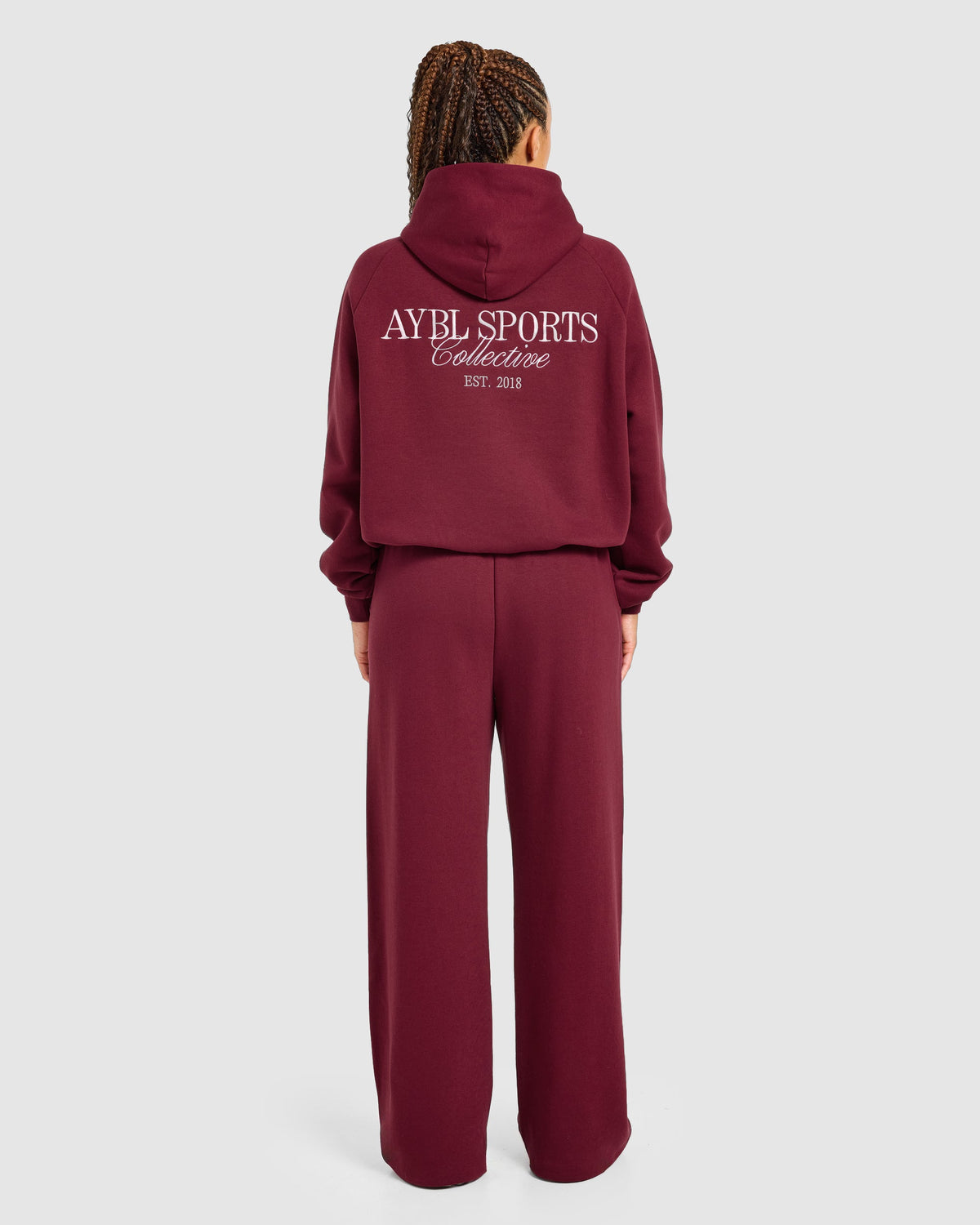 Sports Collective Oversized Straight Leg Joggers - Burgundy