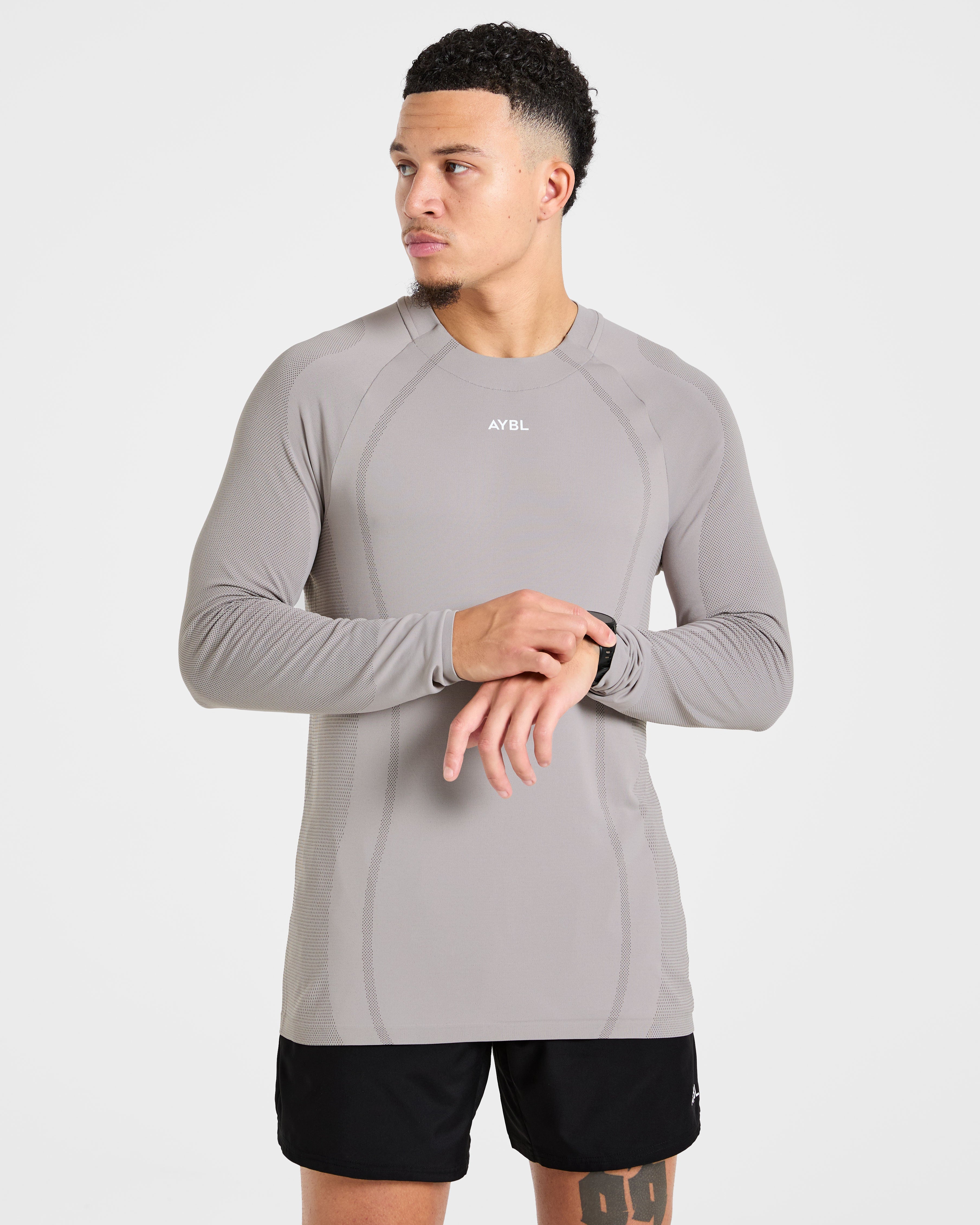 Attain Seamless Long Sleeve T Shirt - Woodland Fog