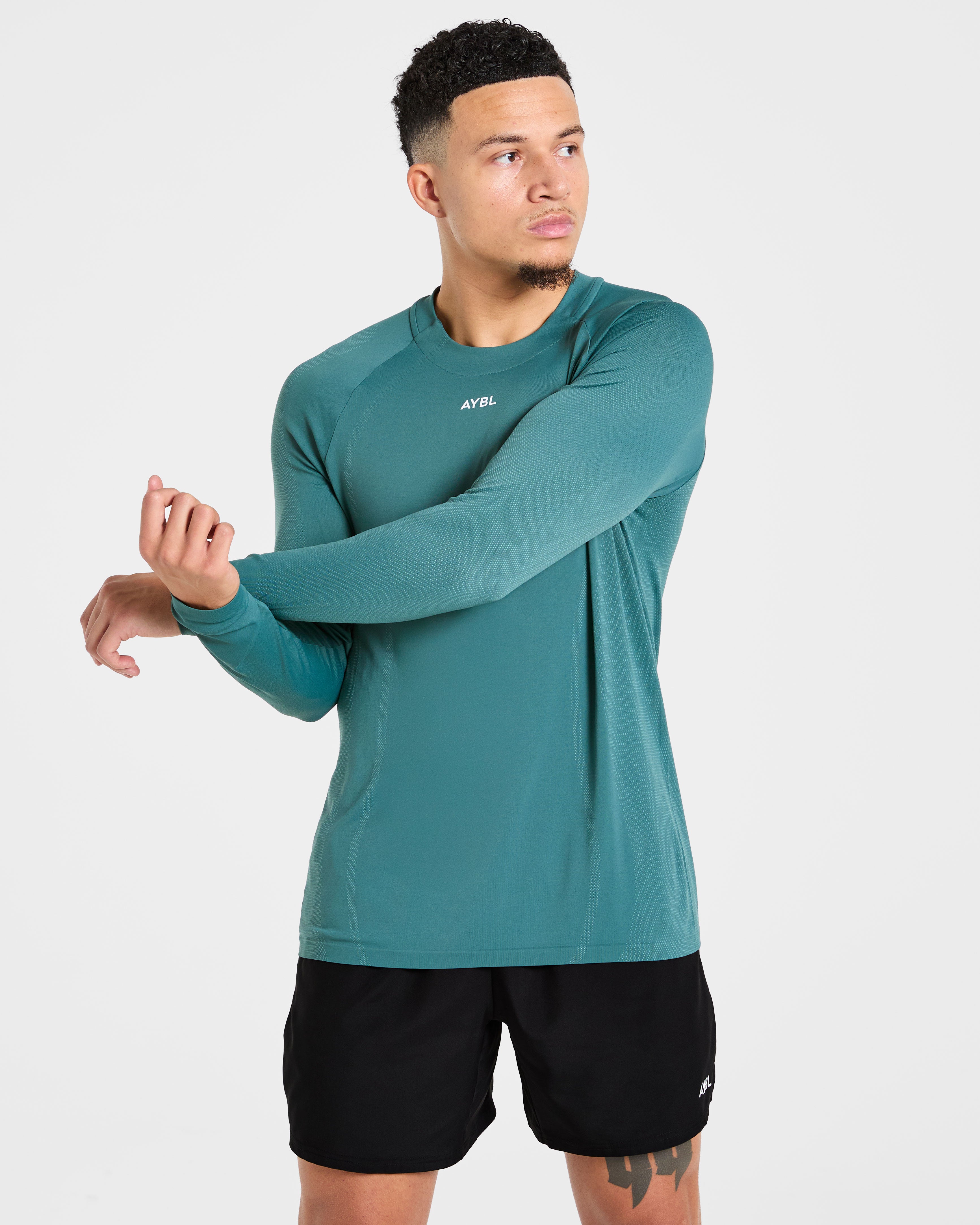 Attain Seamless Long Sleeve T Shirt - Pine Forest