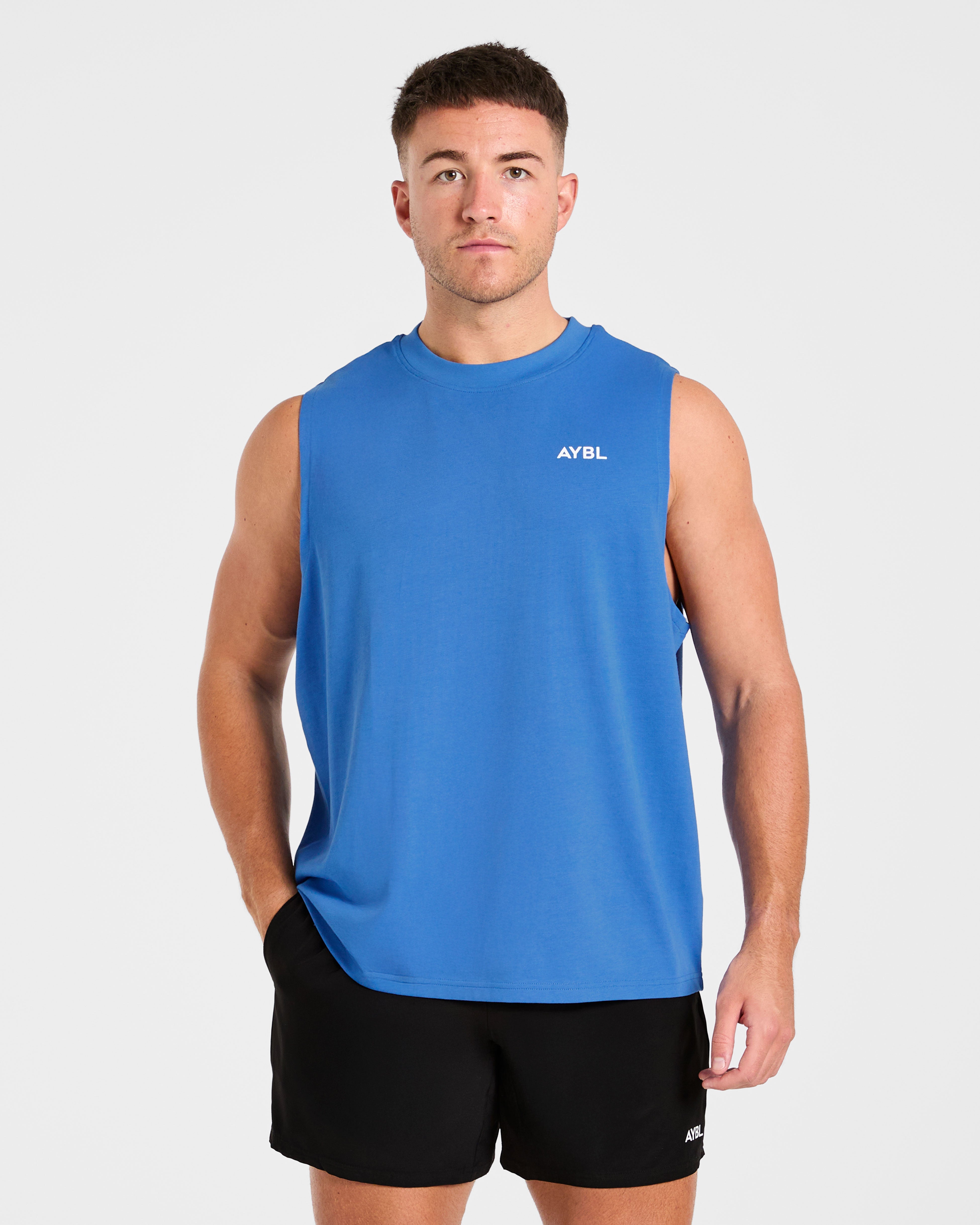 Essential Oversized Graphic Tank - Cobalt