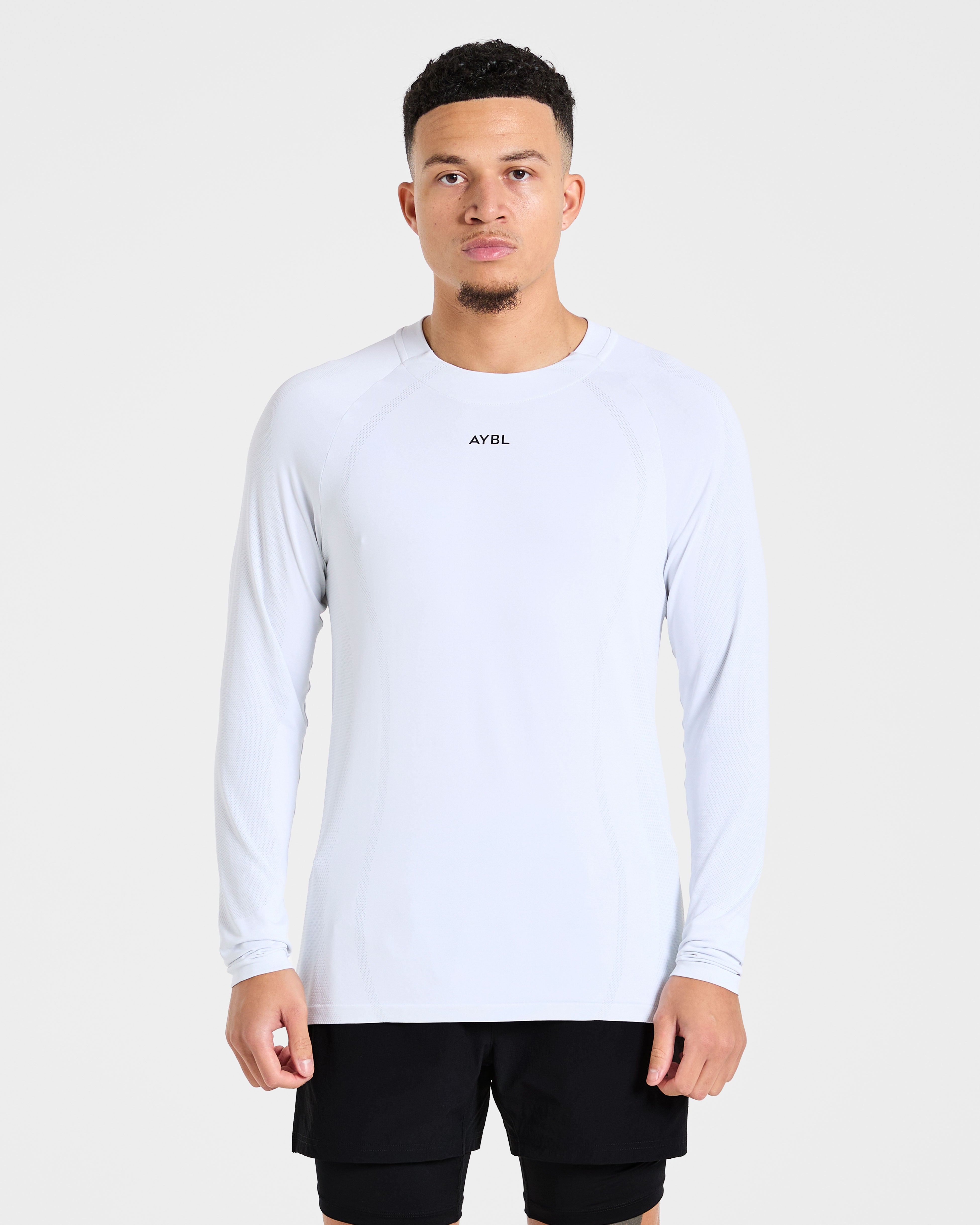 Attain Seamless Long Sleeve T Shirt - Storm White