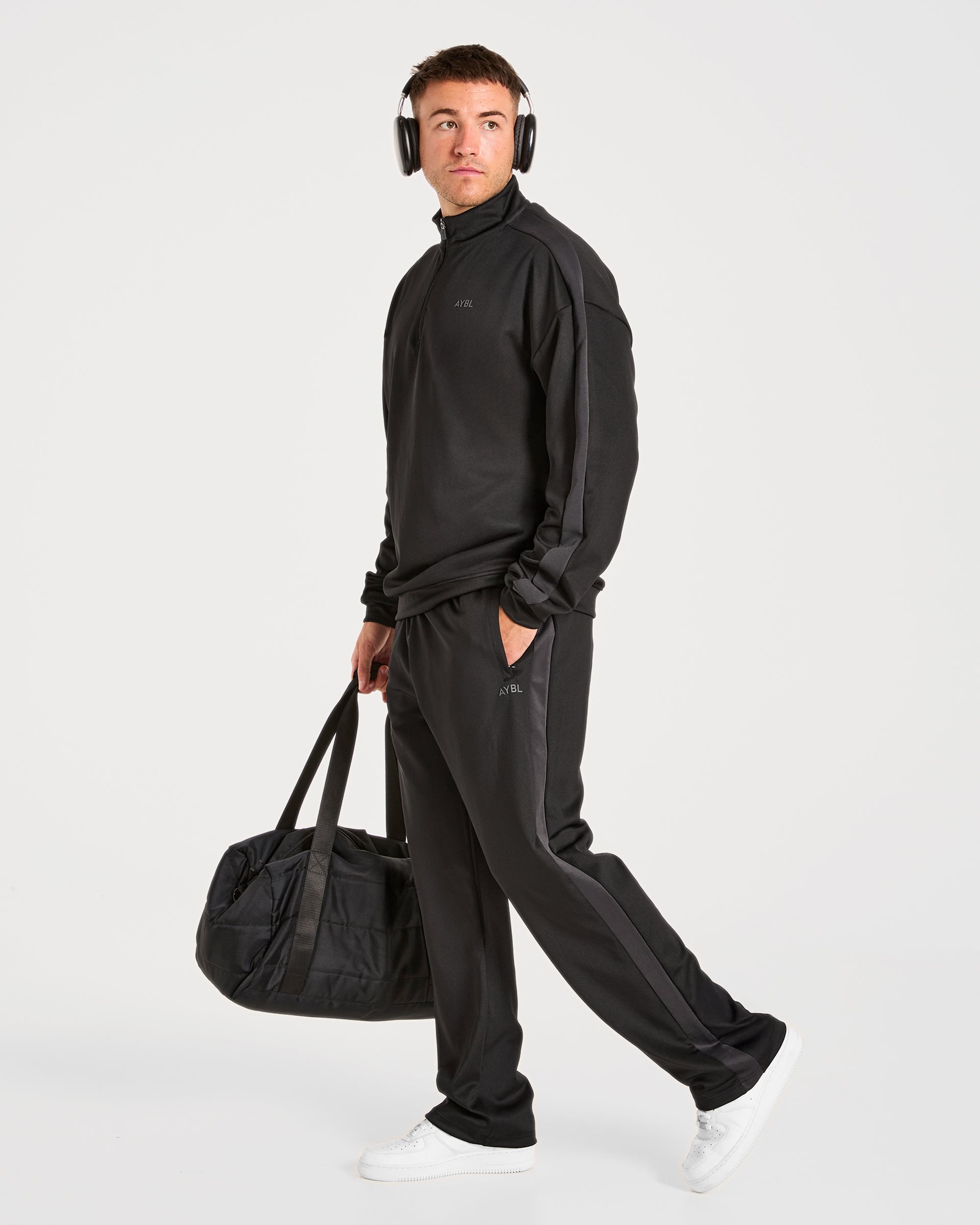 Classic Track Straight Leg Joggers - Black/Charcoal