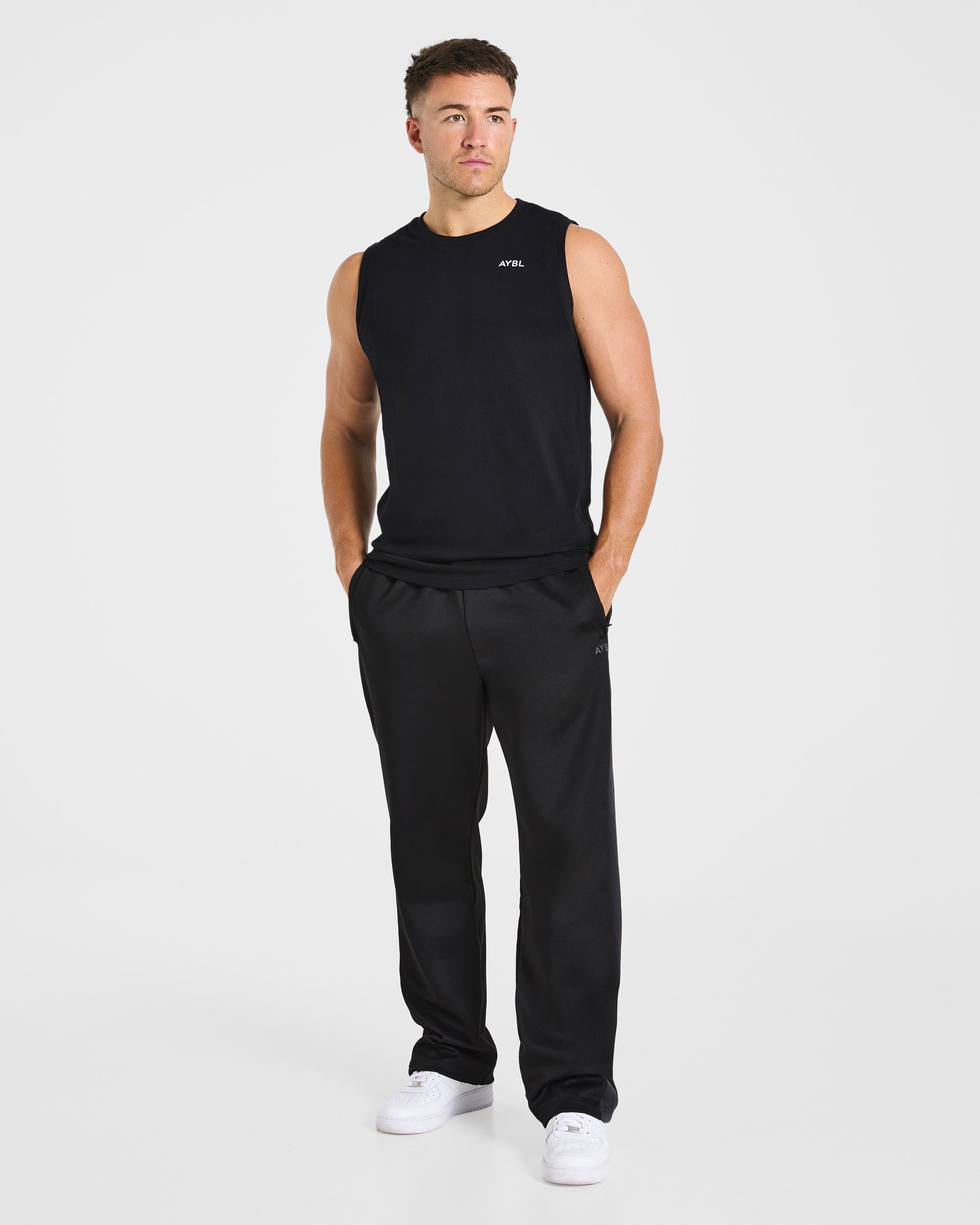 Classic Track Straight Leg Joggers - Black/Charcoal