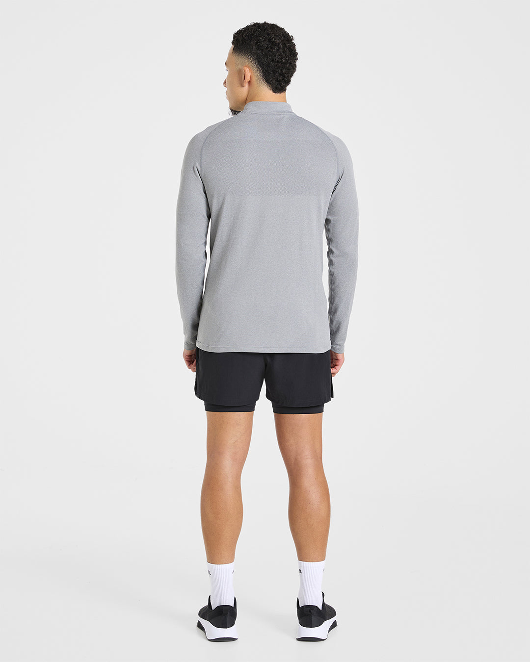 Essential Seamless 1/4 Zip Pullover - Grey Marl