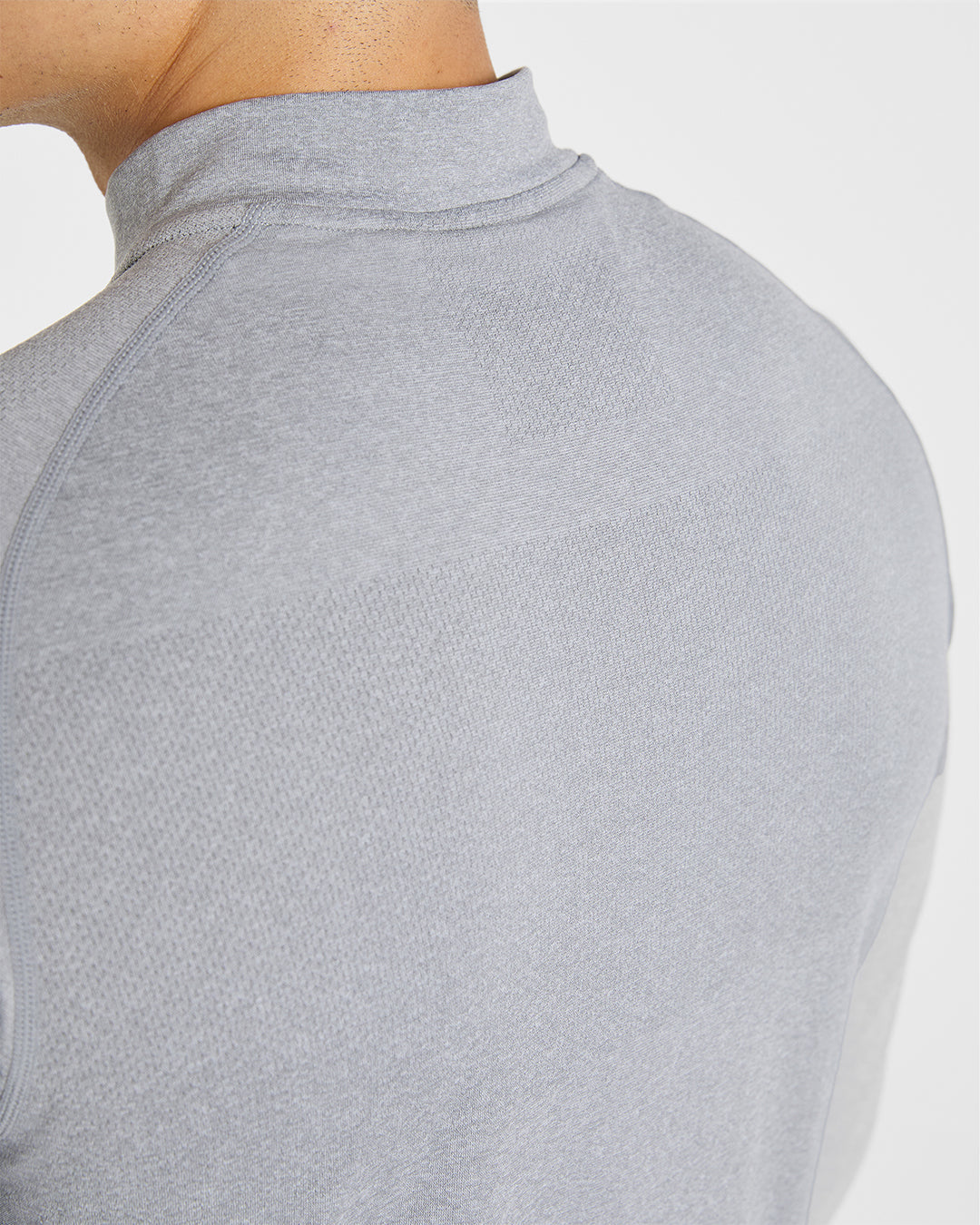 Essential Seamless 1/4 Zip Pullover - Grey Marl