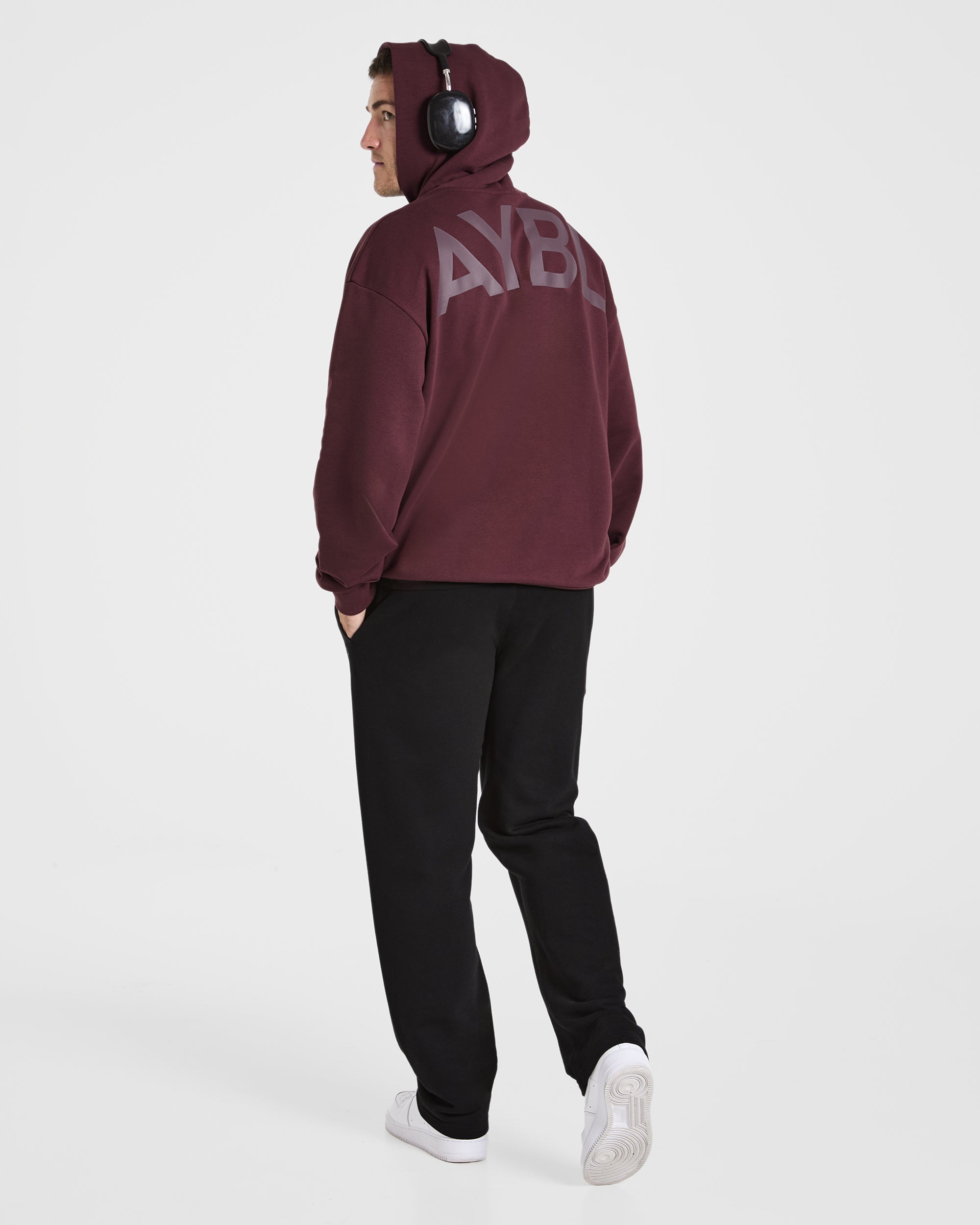 Essential Oversized Graphic Hoodie - Dusty Plum