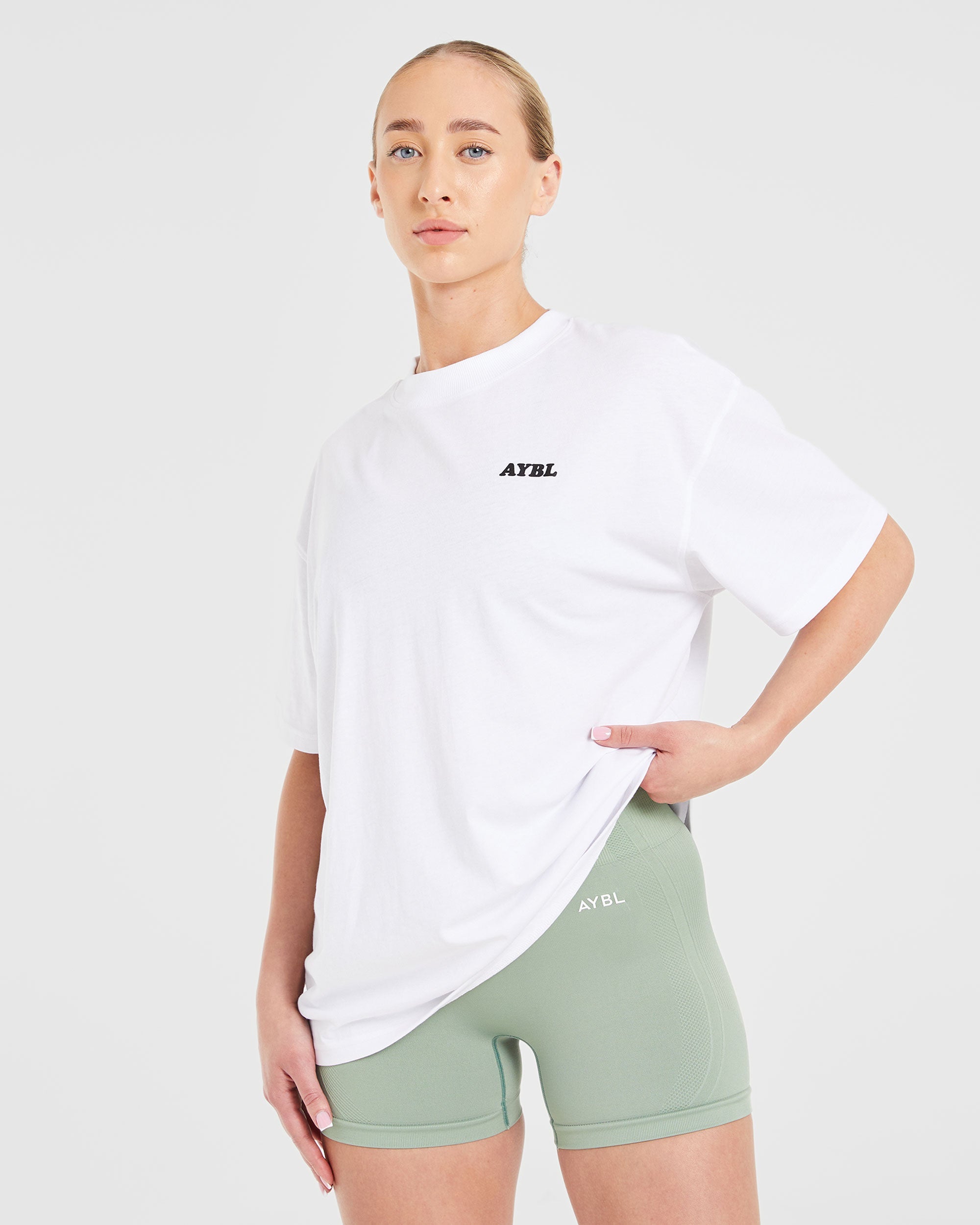 Sports Club Wavy Oversized T Shirt - White