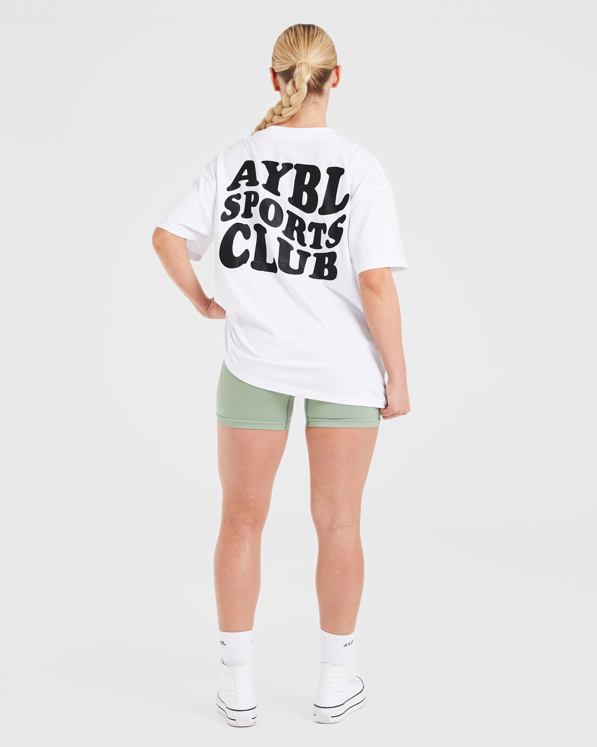 Sports Club Wavy Oversized T Shirt - White