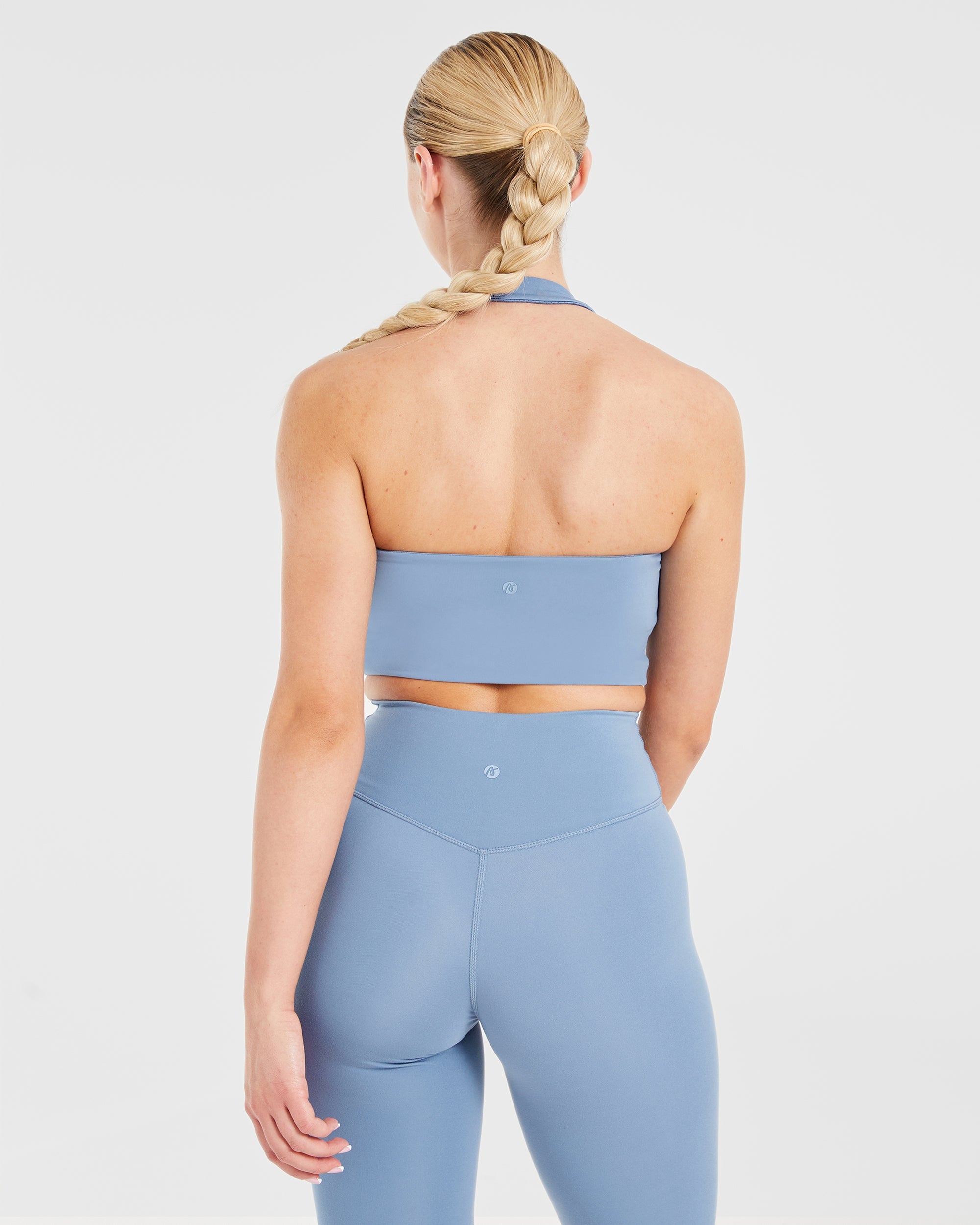 Staple Halterneck Crop Top - Slate Blue