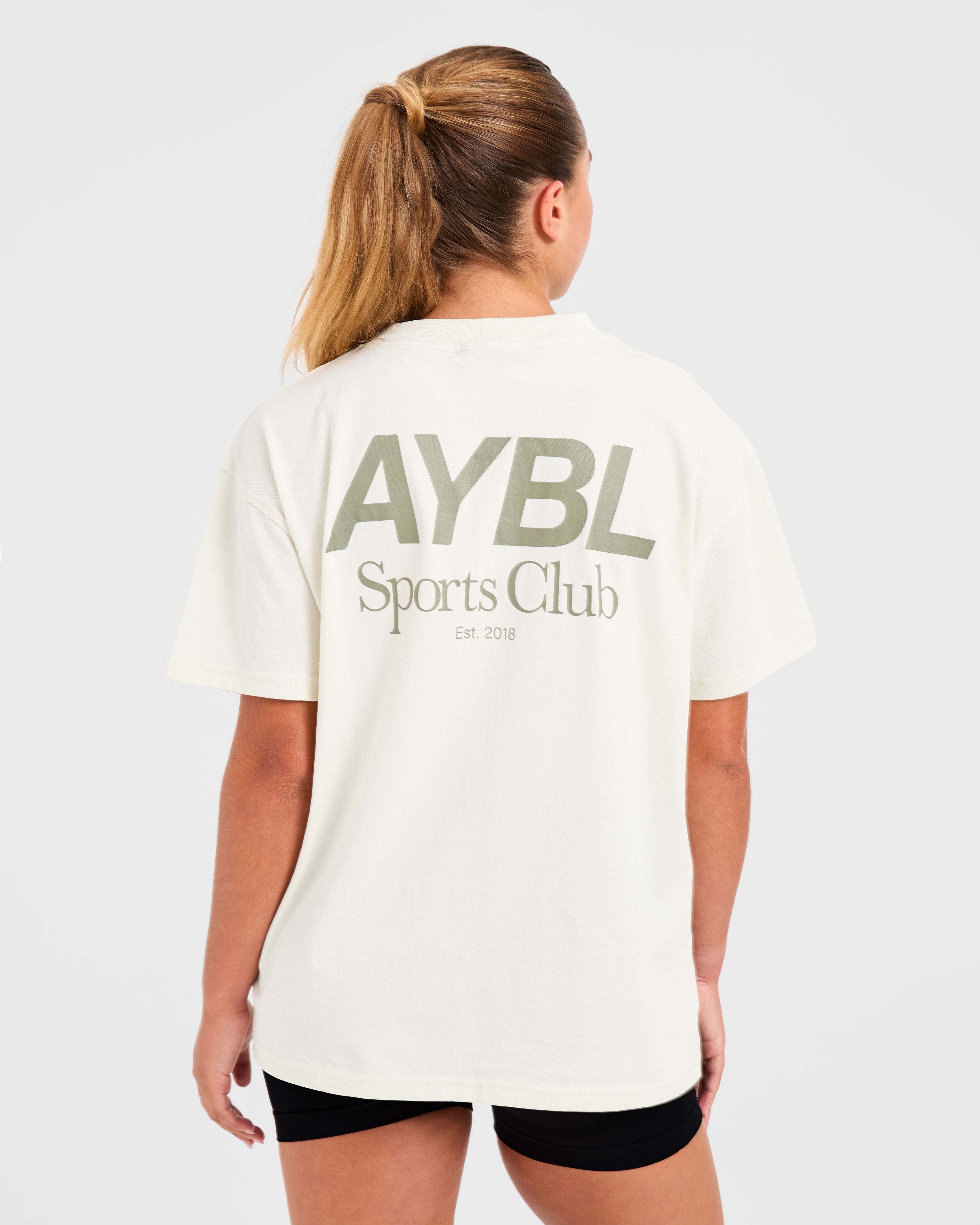 AYBL Sports Club Oversized T Shirt - Beige/Muted Olive