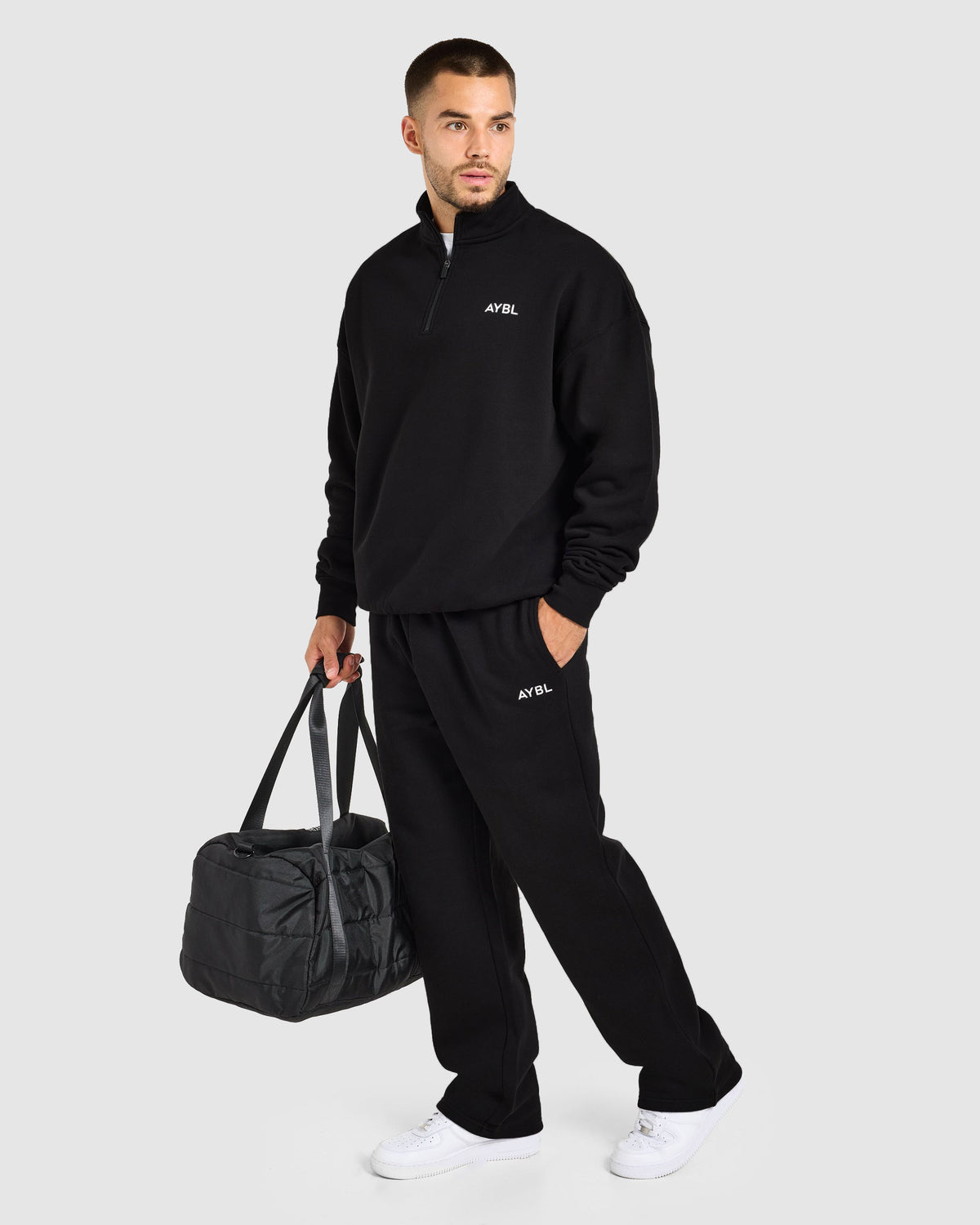 Essential Oversized 1/4 Zip Pullover - Black