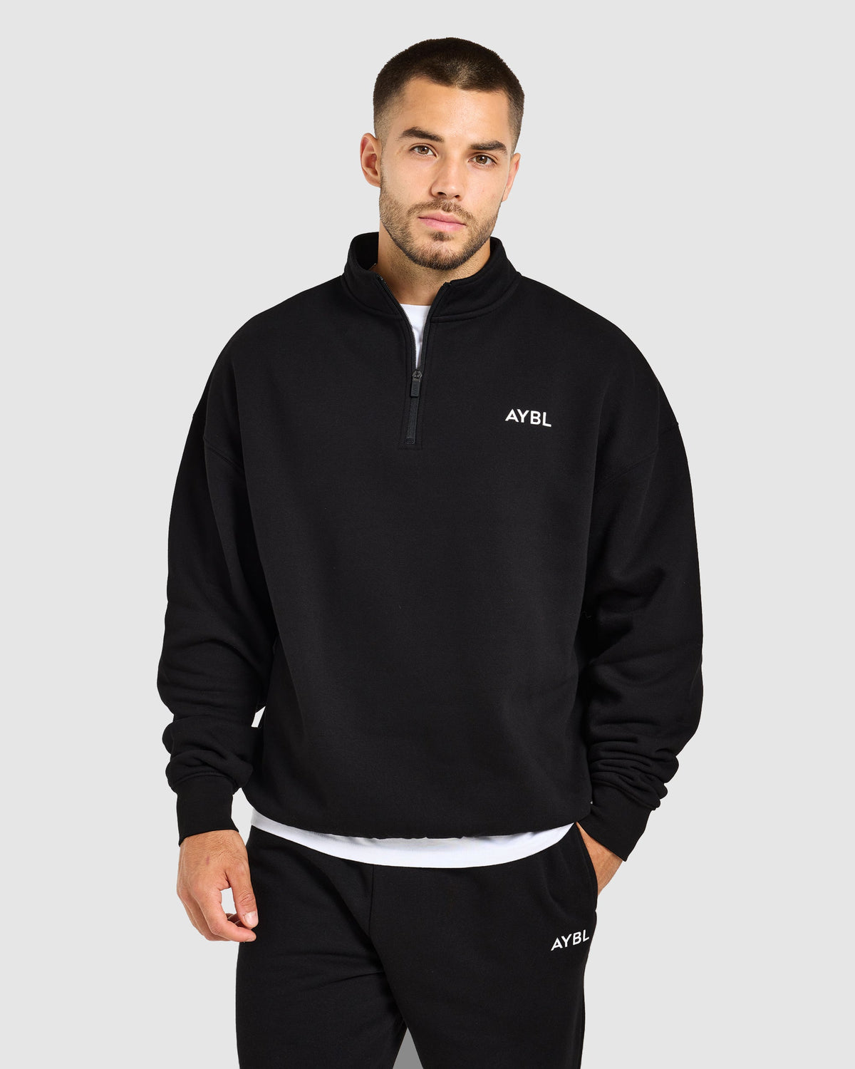 Essential Oversized 1/4 Zip Pullover - Black