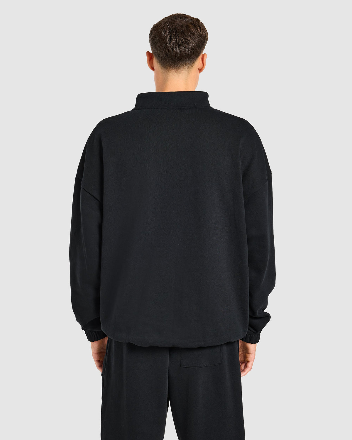 Effortless Oversized 1/4 Zip Pullover - Black