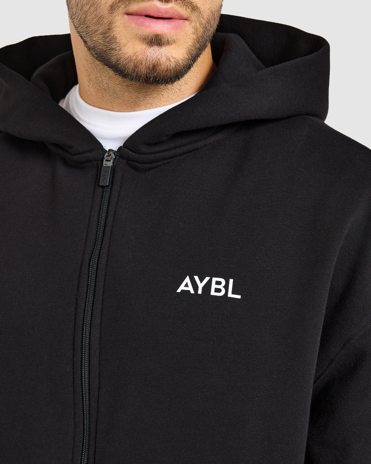 Essential Oversized Full Zip Hoodie - Black