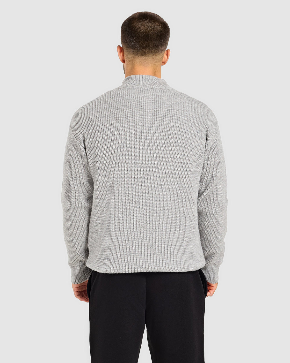 Signature Knitted 1/4 Zip Pullover - Grey Marl