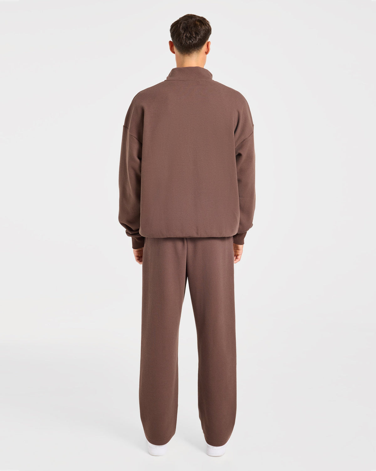 Waffle Oversized 1/4 Zip Pullover - Dark Taupe