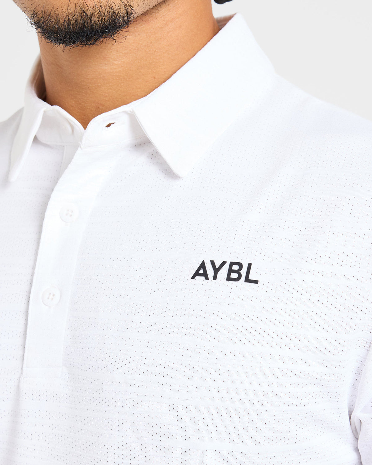 Precision Textured Stripe Polo - Off White
