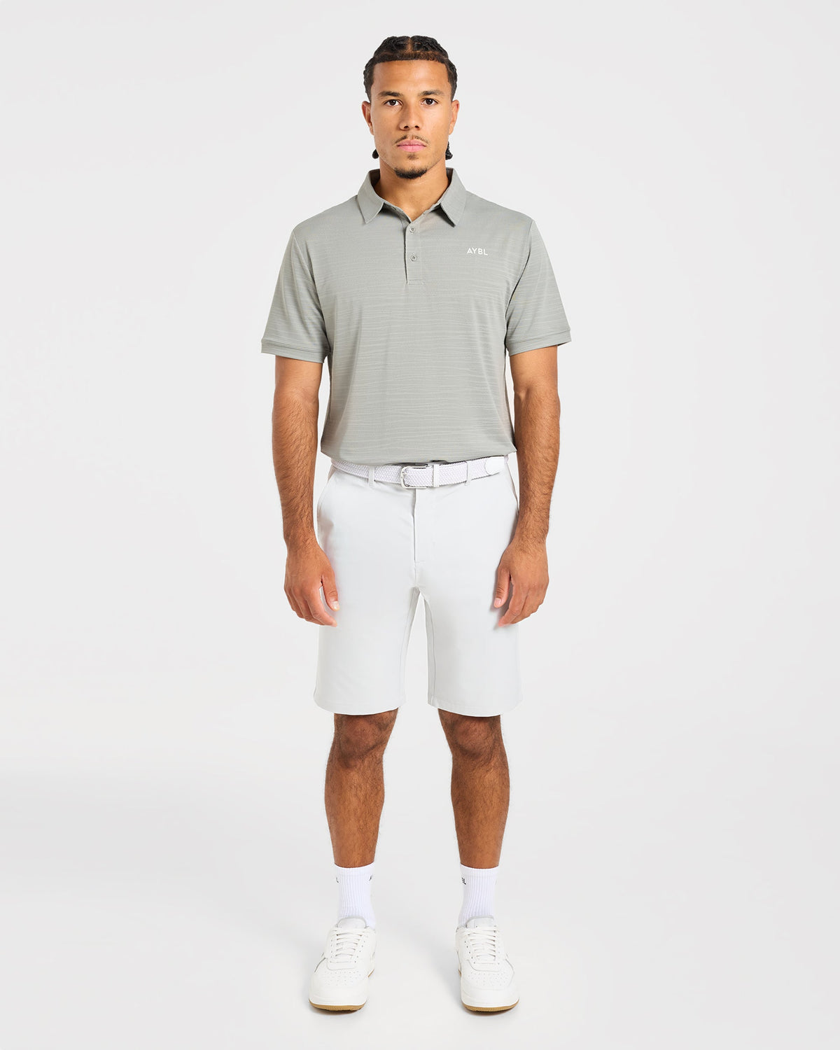 Precision Textured Stripe Polo - Light Sage