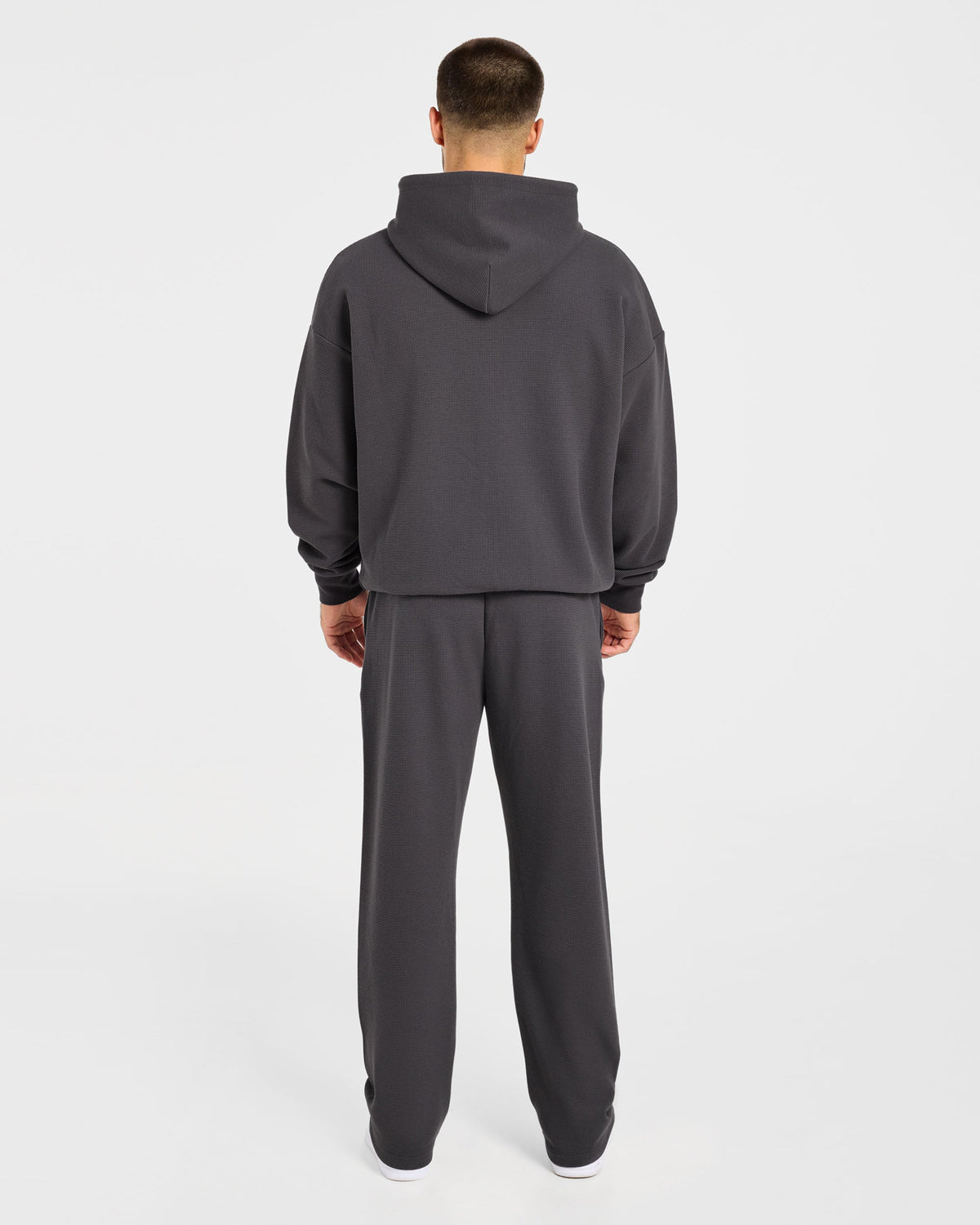 Waffle Oversized Full Zip Hoodie - Charcoal