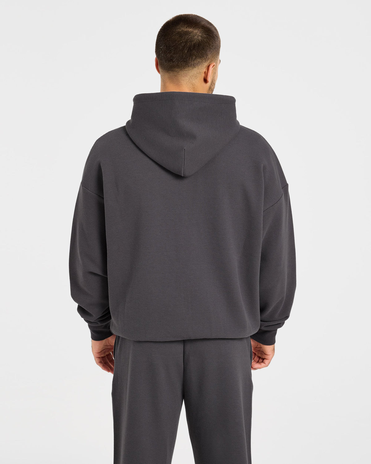 Waffle Oversized Full Zip Hoodie - Charcoal