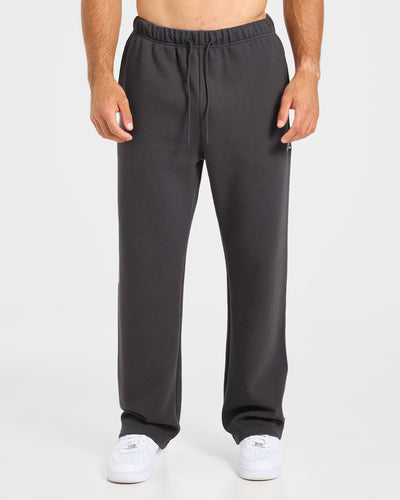 Waffle Oversized Straight Leg Joggers - Charcoal