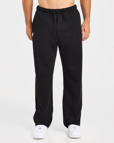 Waffle Oversized Straight Leg Joggers - Black