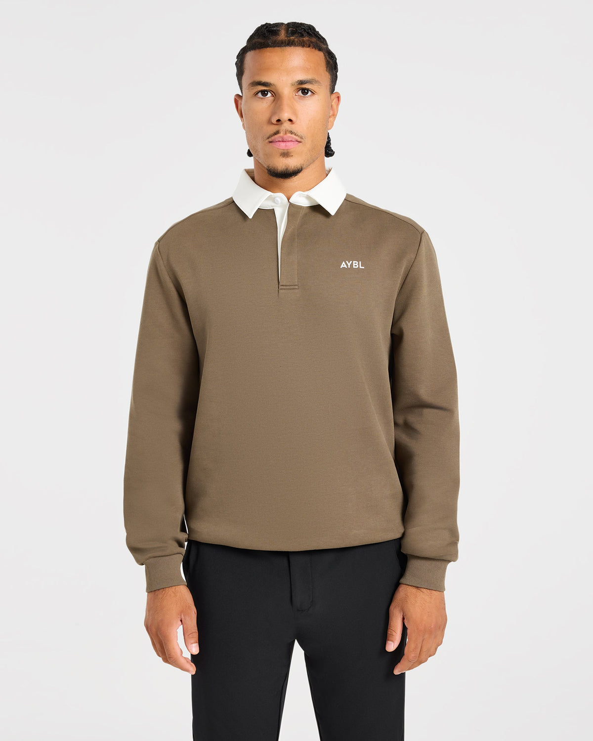 Precision Contrast Collared Pullover - Dark Olive