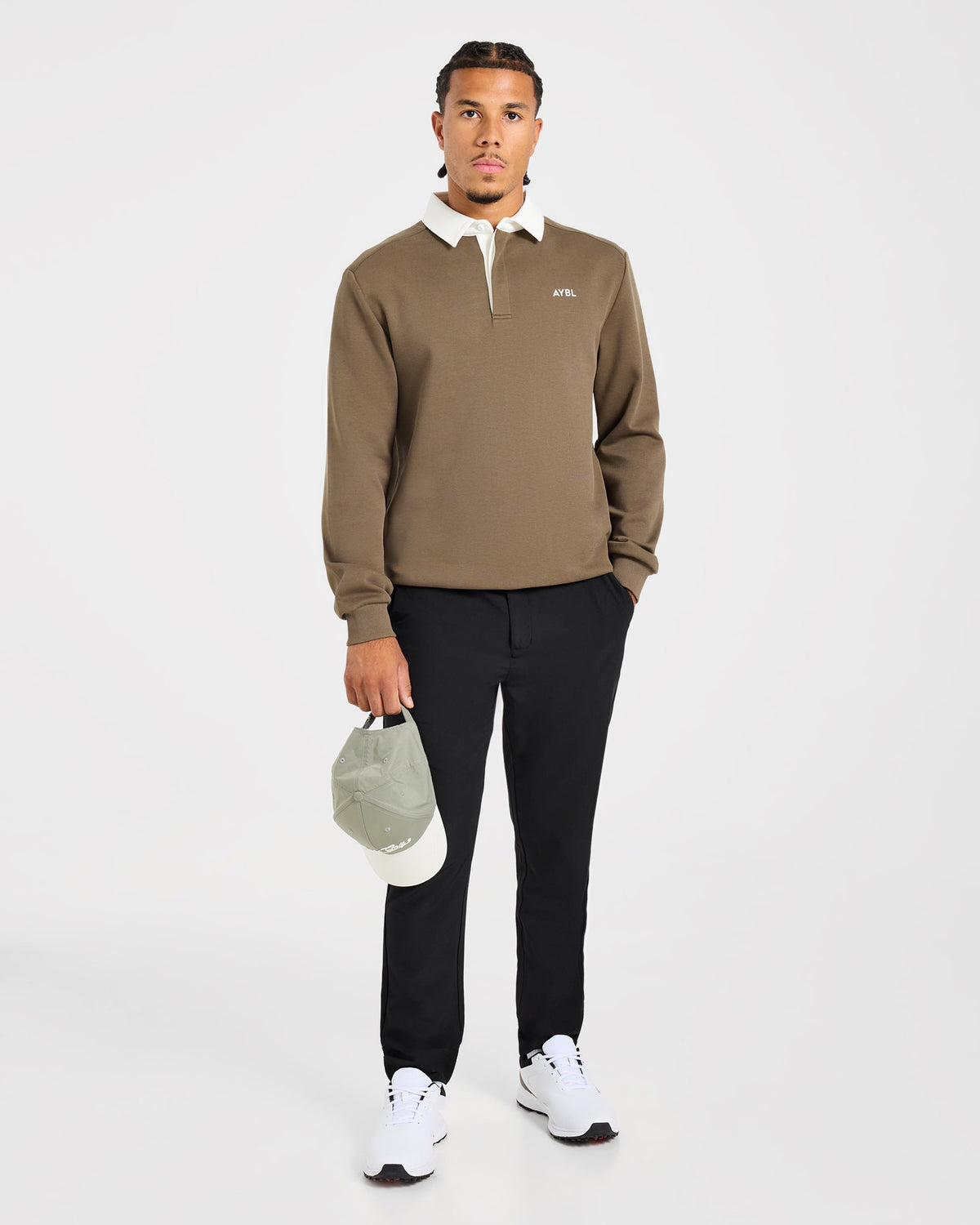Precision Contrast Collared Pullover - Dark Olive