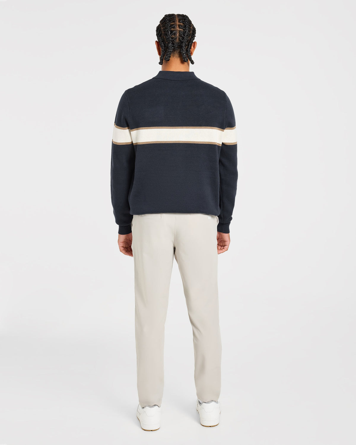 Golf Knitted Stripe Pullover - Navy