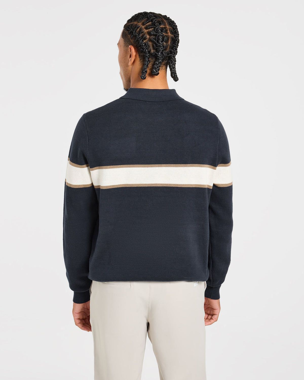 Golf Knitted Stripe Pullover - Navy