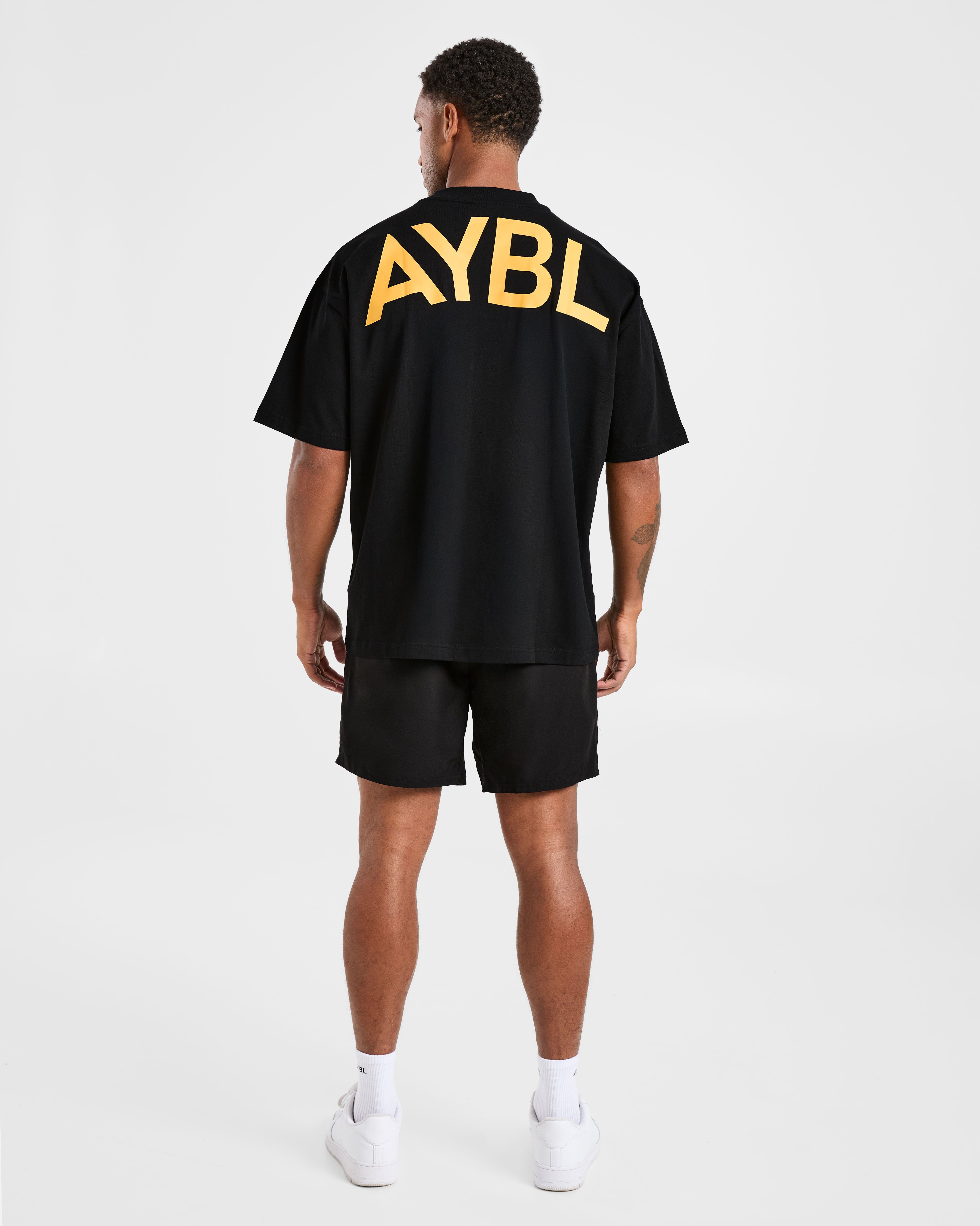 Essential Oversized T Shirt - Black/Mango Yellow