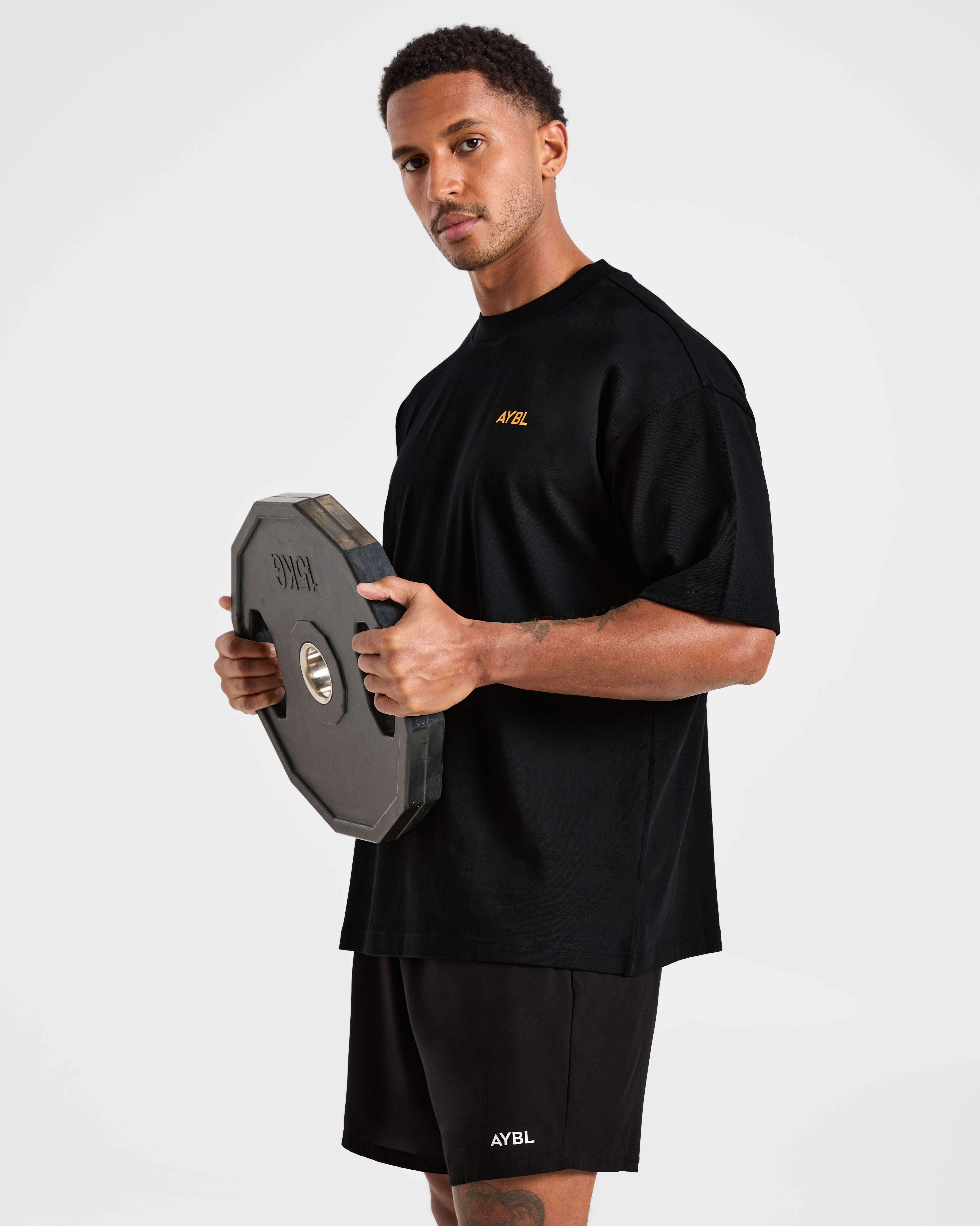 Essential Oversized T Shirt - Black/Mango Yellow