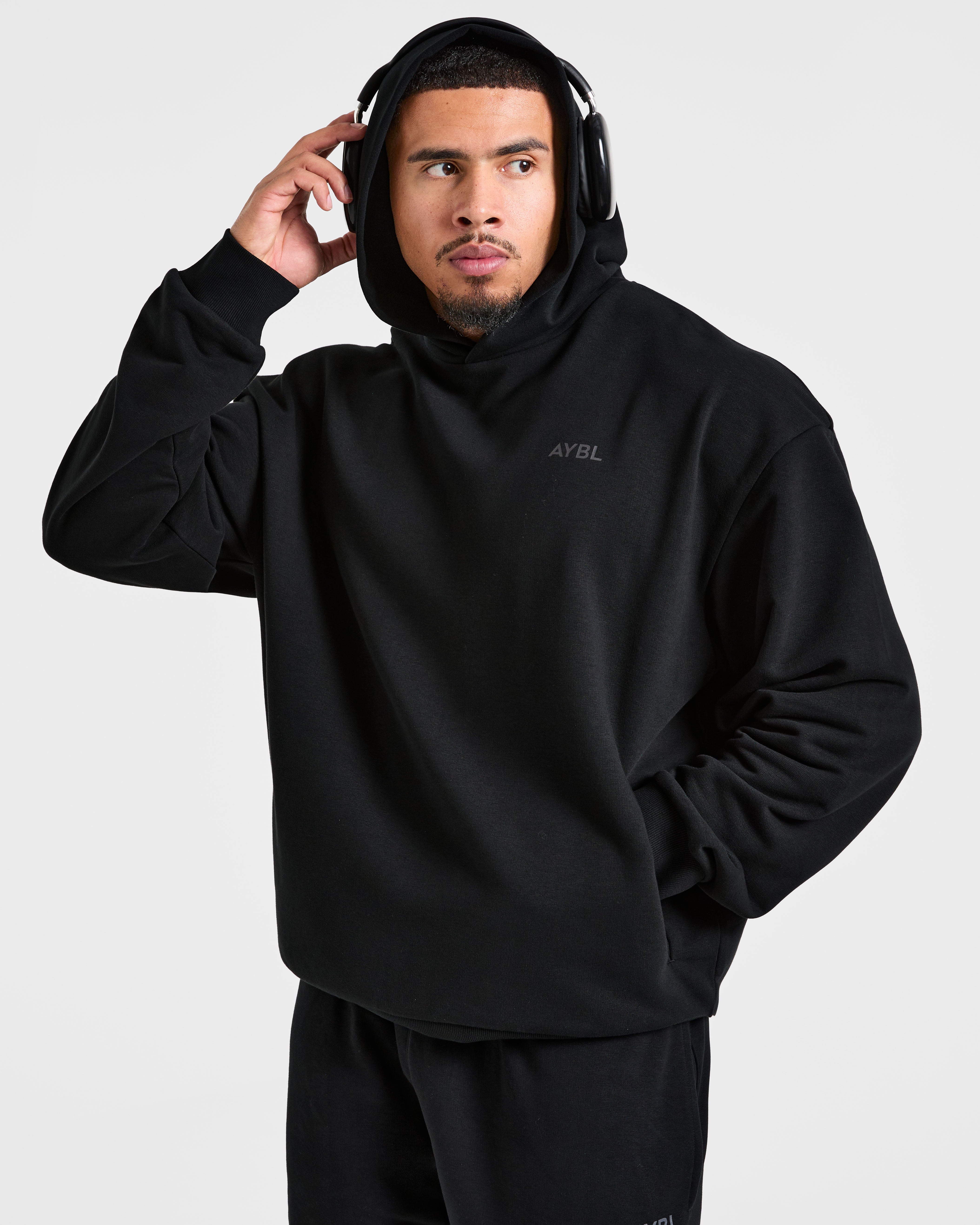 Essential Oversized Graphic Hoodie - Black