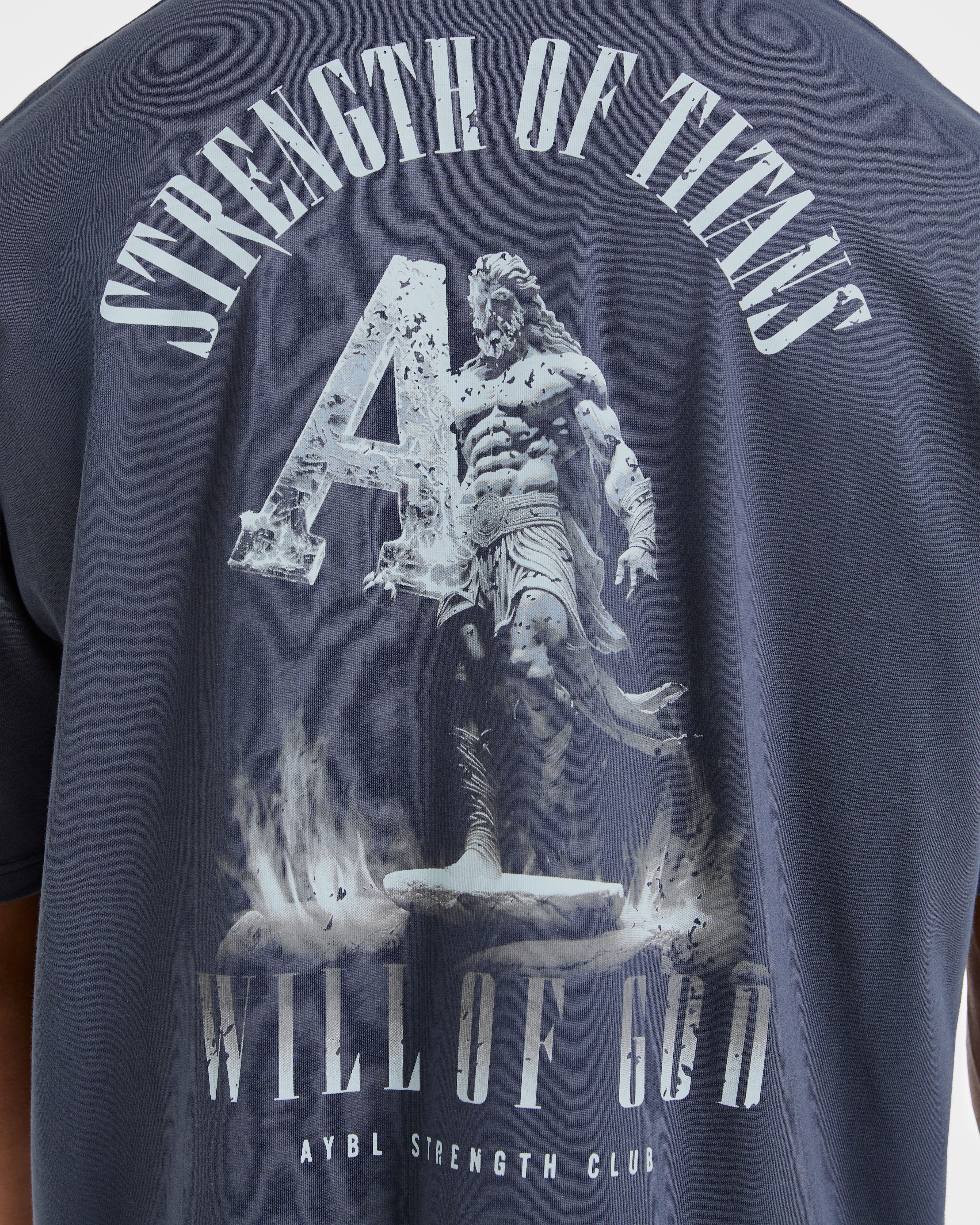 Strength Of Titans Oversized T Shirt - Deep Ocean Blue