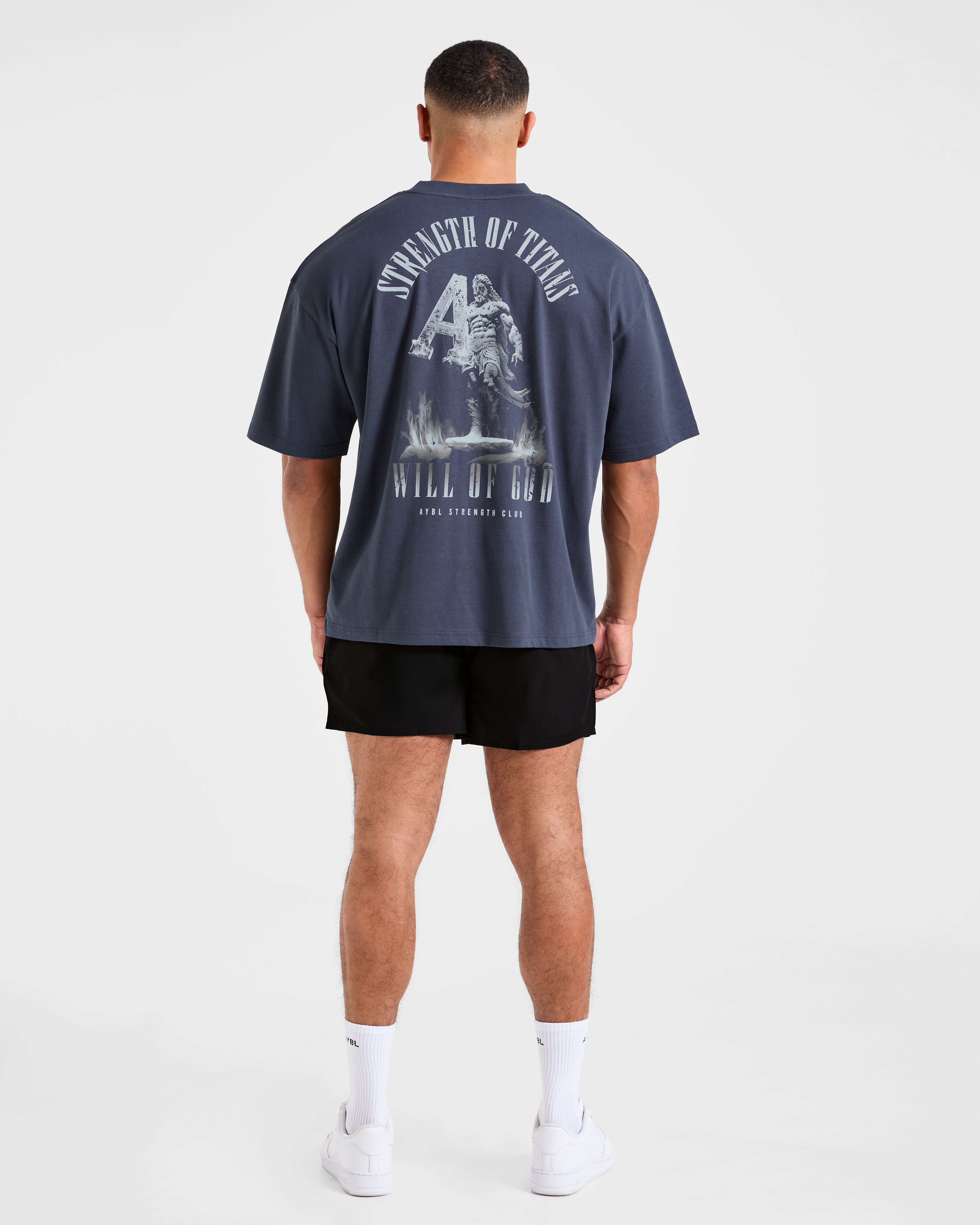 Strength Of Titans Oversized T Shirt - Deep Ocean Blue