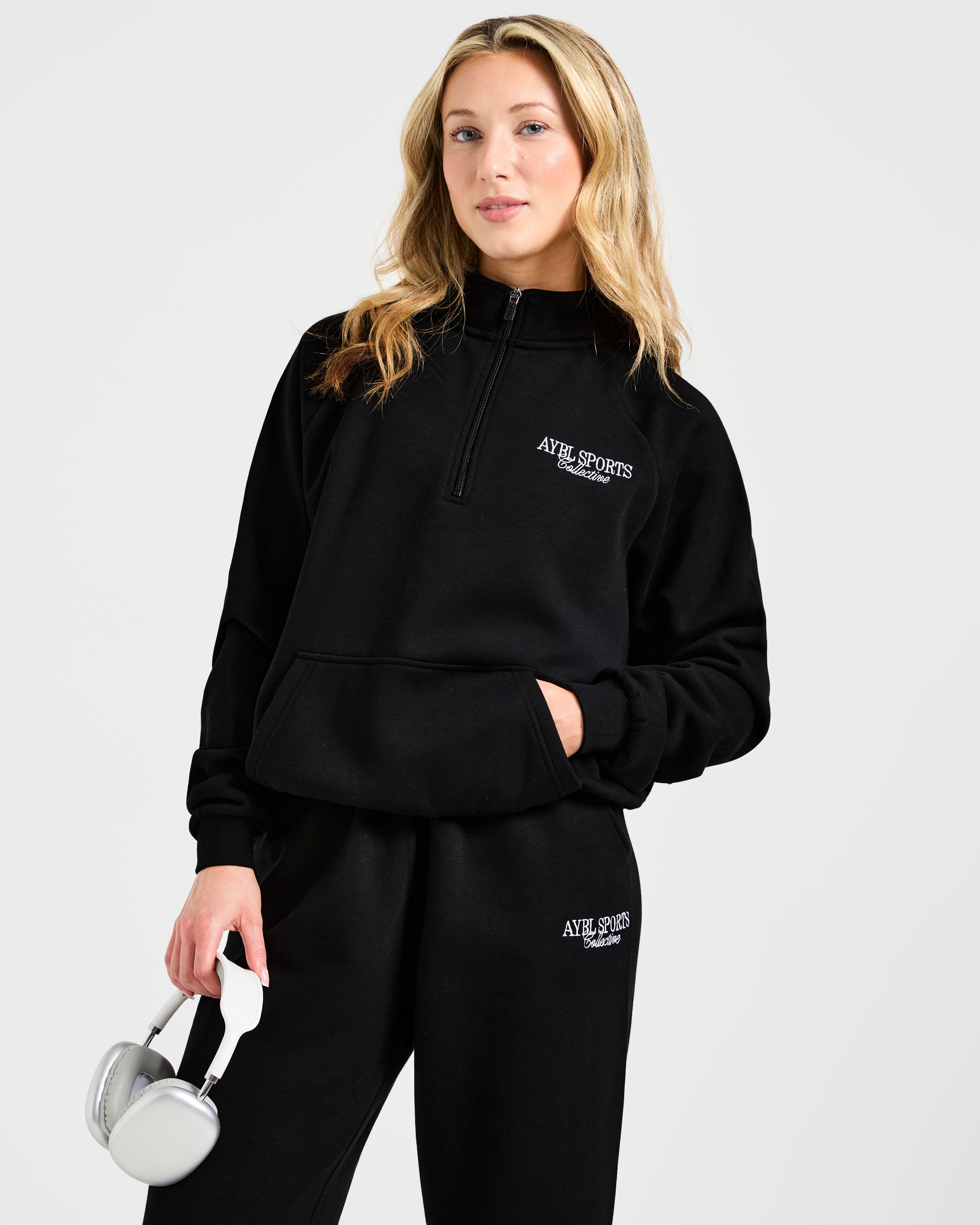 Sports Collective Oversized 1/4 Zip Pullover - Black