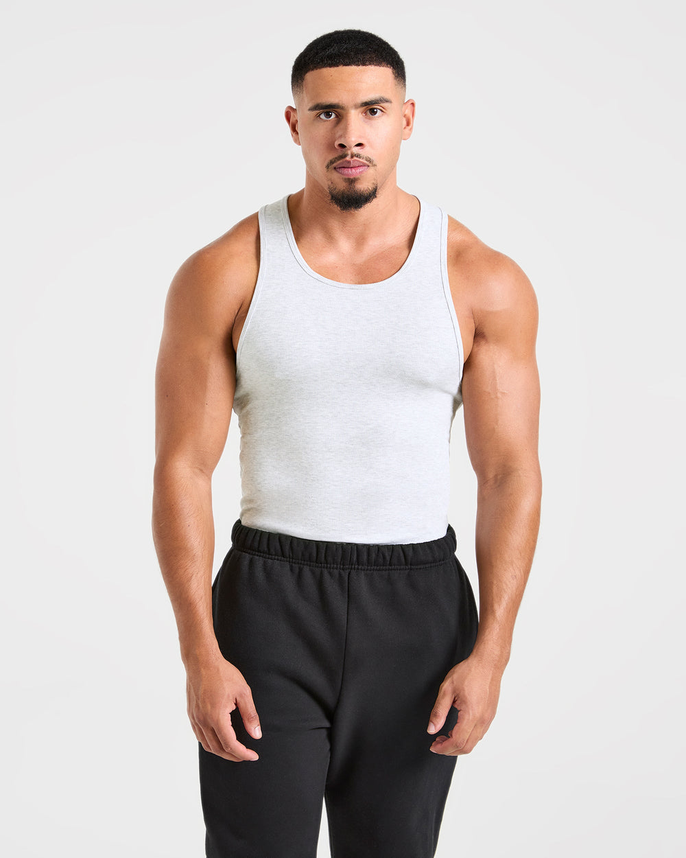 Muscle Ribbed Tank - Light Grey Marl