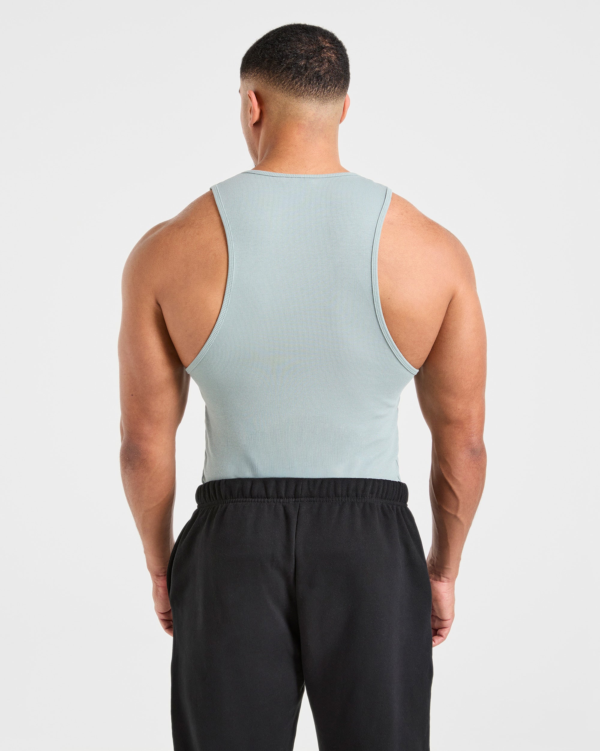 Muscle Ribbed Tank - Stone Blue