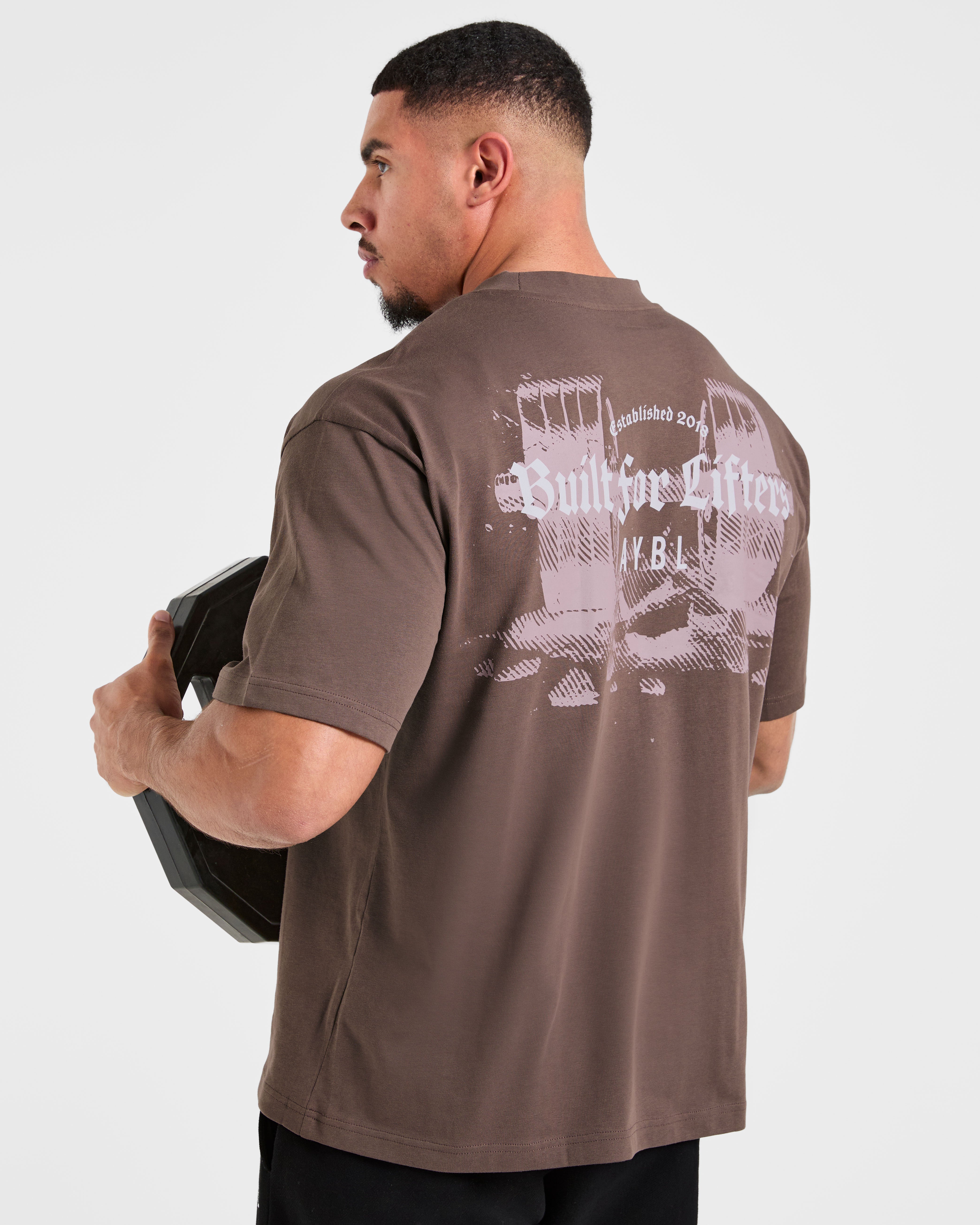 Built for Lifters Oversized T Shirt - Vintage Brown