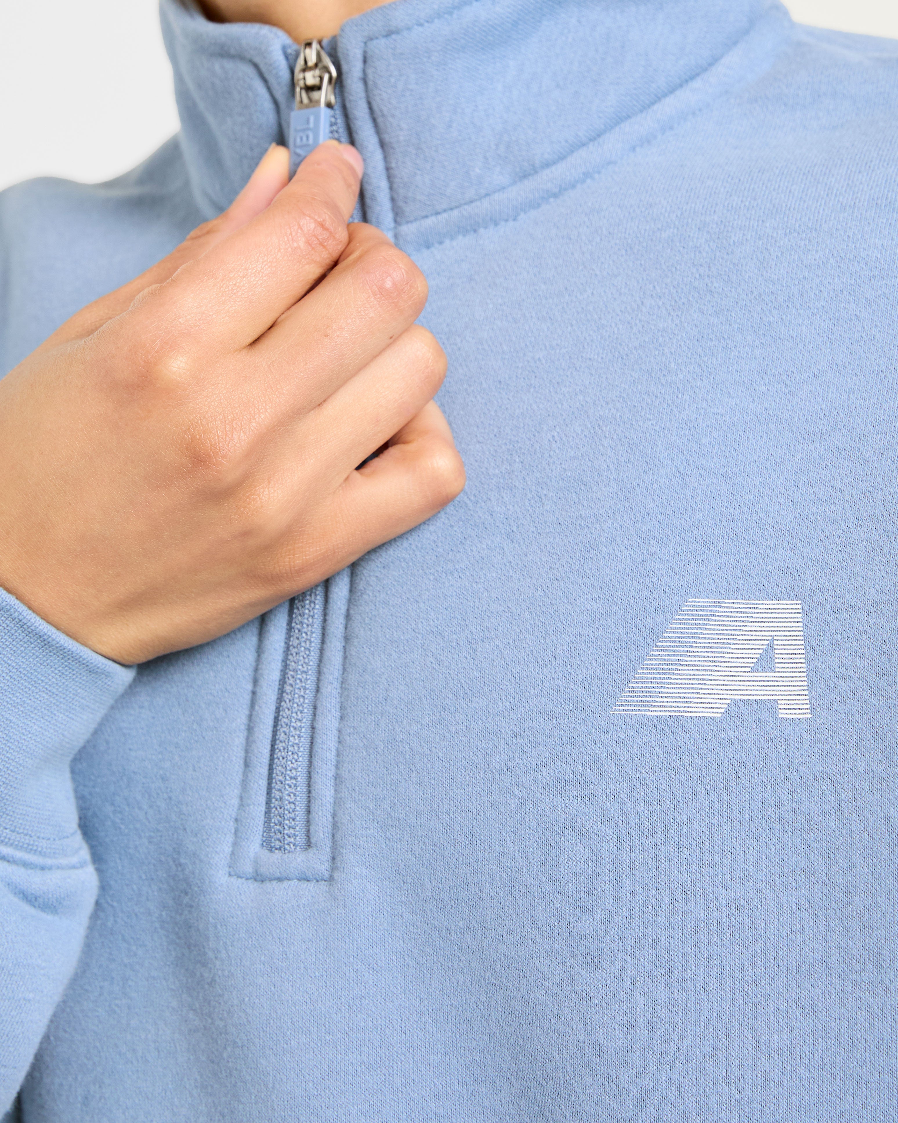 Retro Athletics Oversized 1/4 Zip Pullover - Vintage Blue