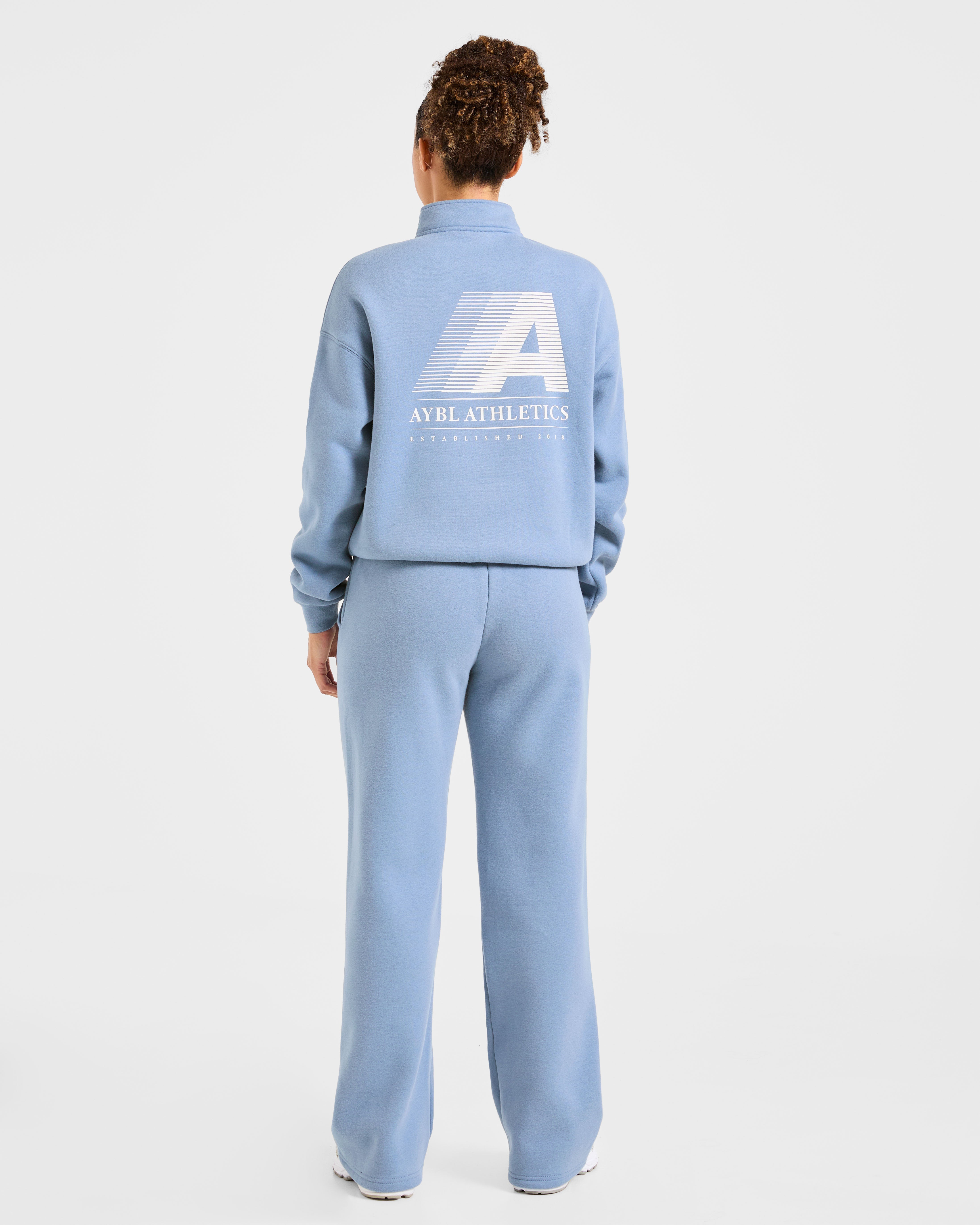 Retro Athletics Oversized 1/4 Zip Pullover - Vintage Blue