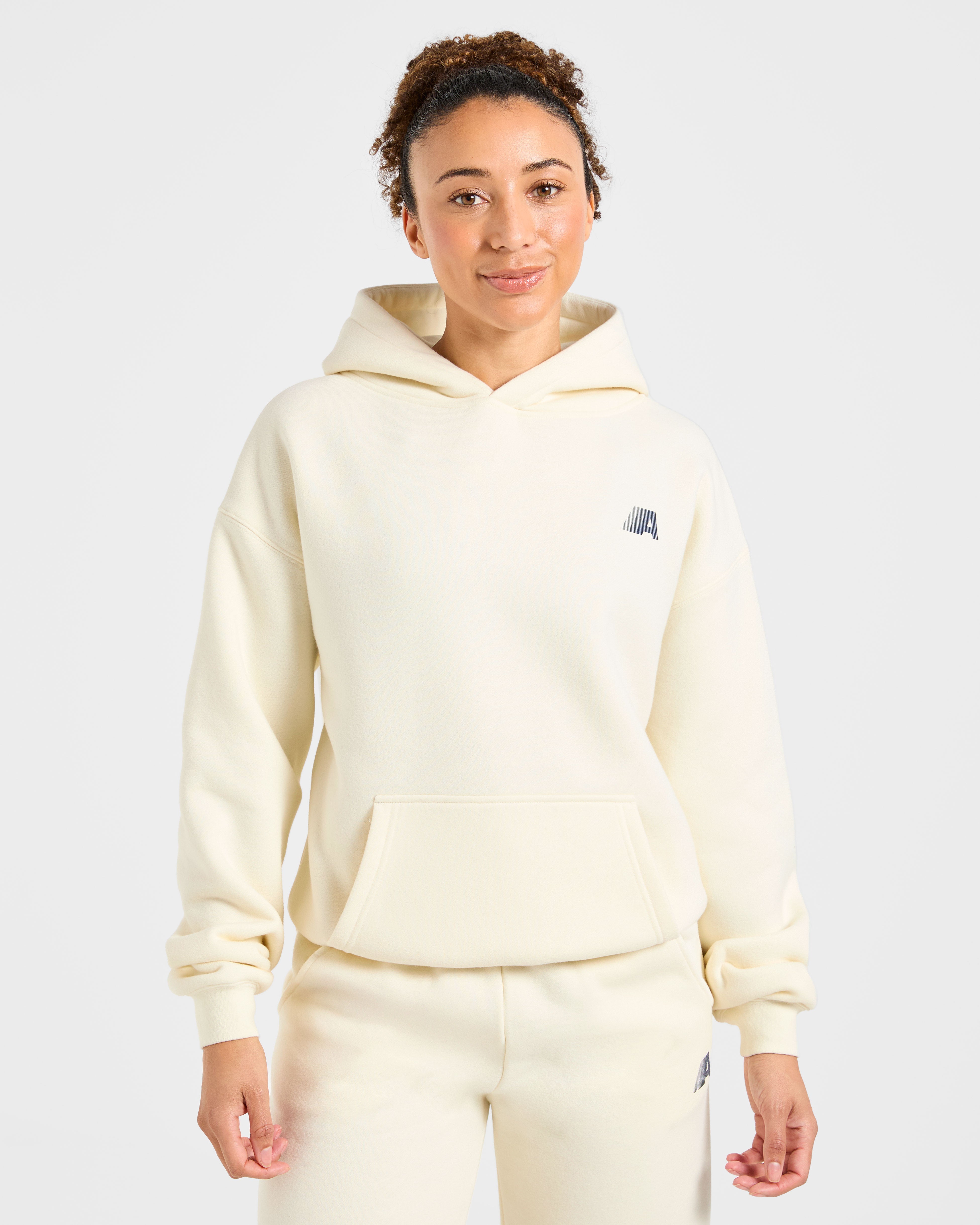 Retro Athletics Oversized Hoodie - Butter Yellow/Navy