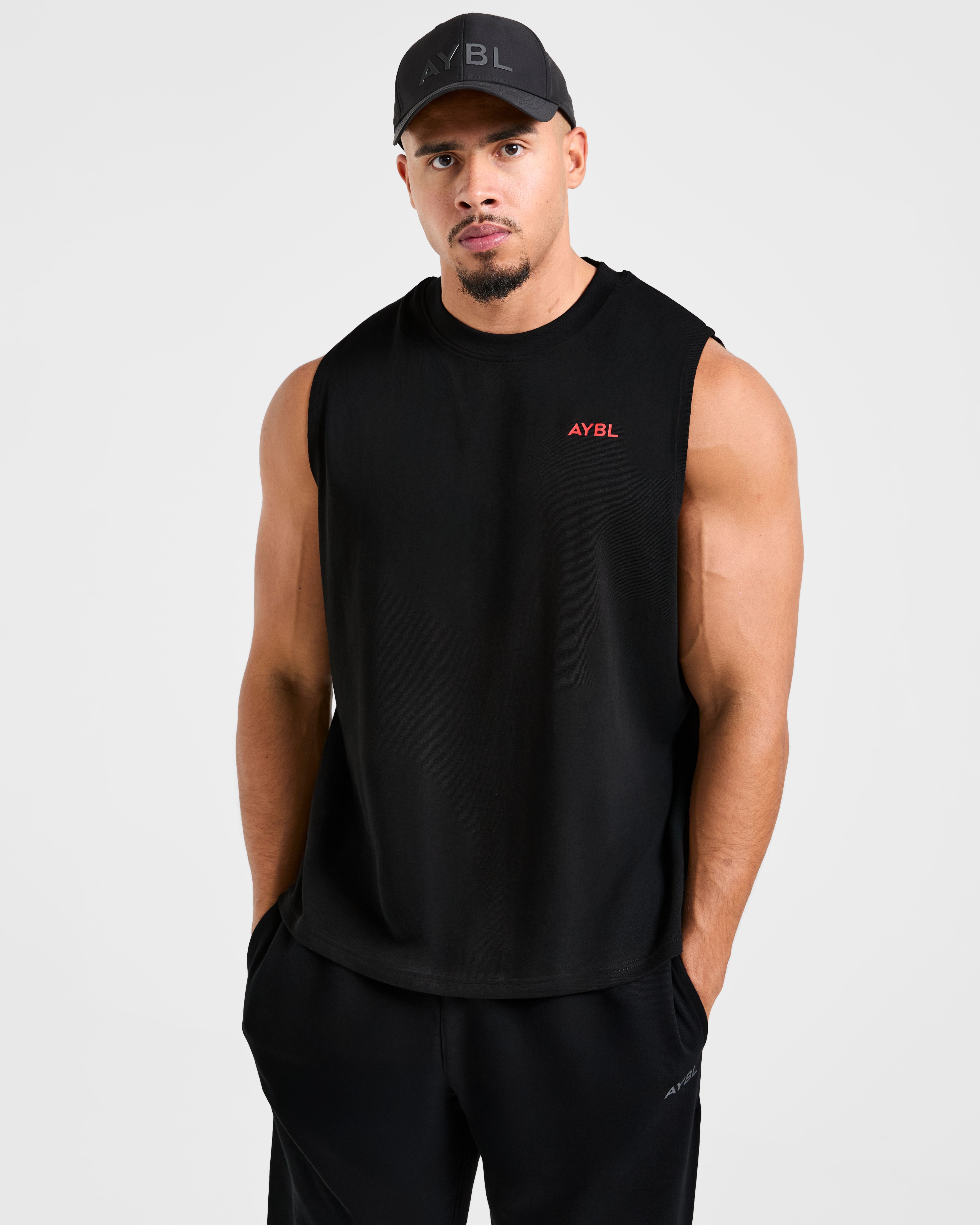 Essential Oversized Graphic Tank - Black/Red