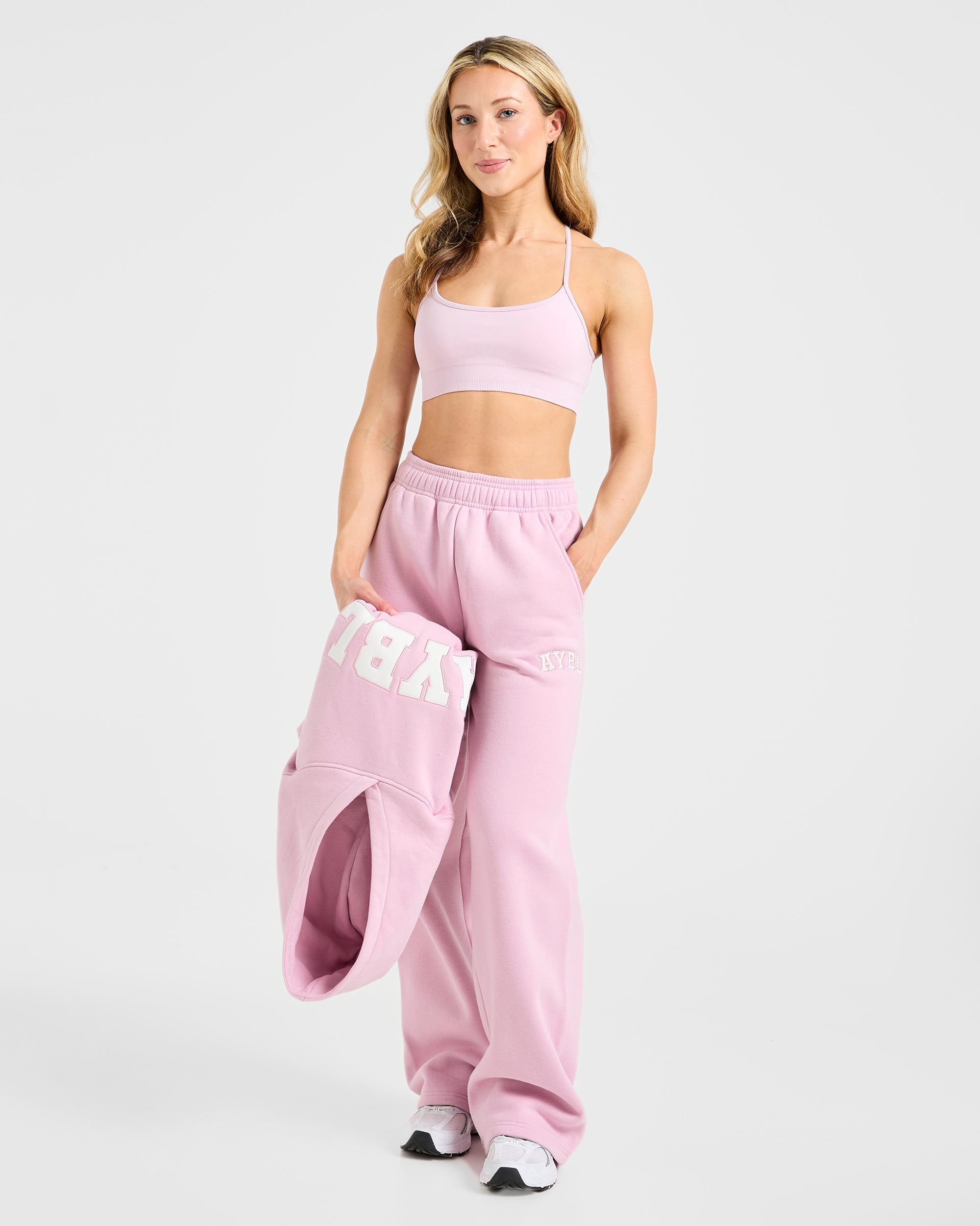 Varsity 2.0 Oversized Straight Leg Joggers - Iced Pink