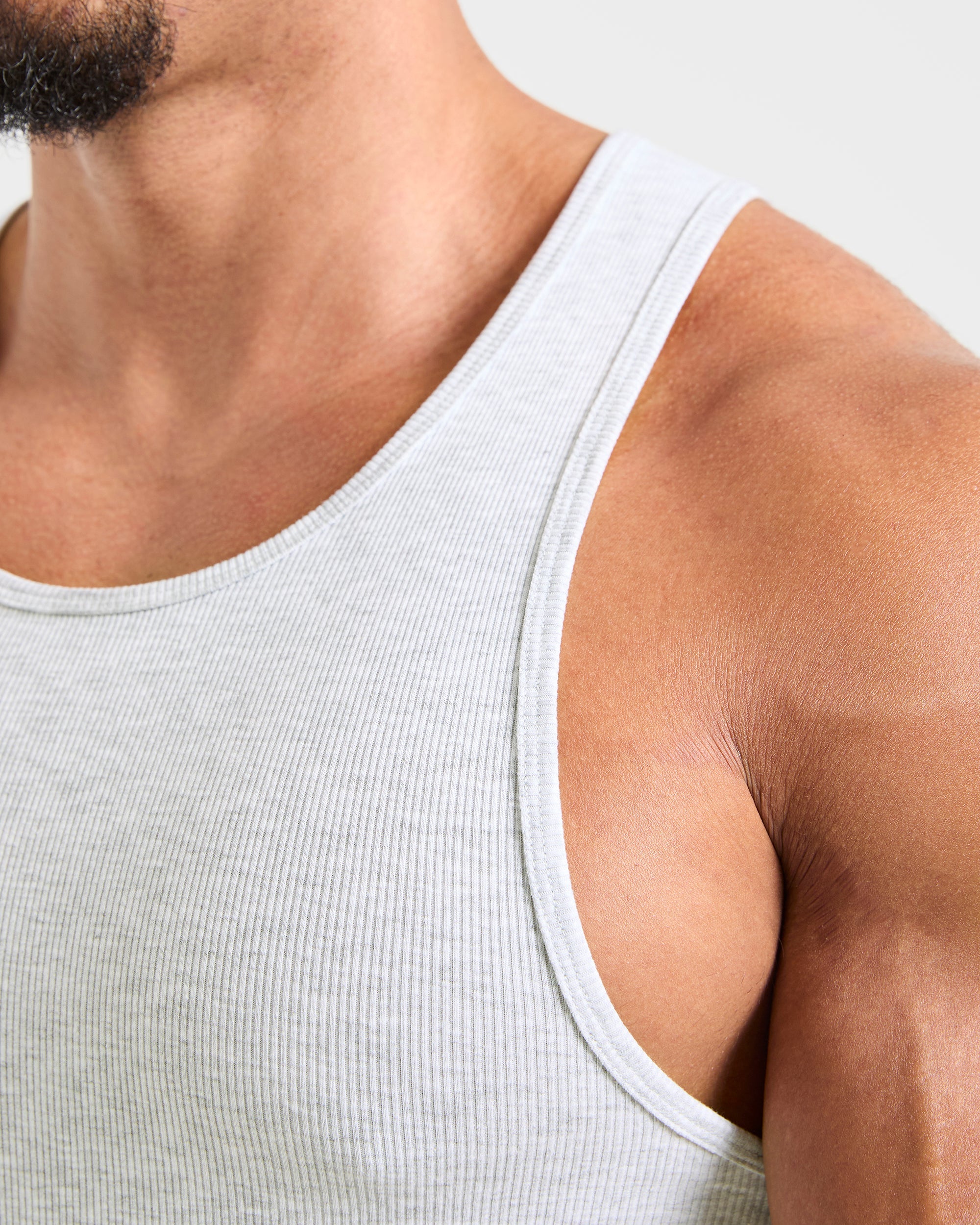 Muscle Ribbed Tank - Light Grey Marl