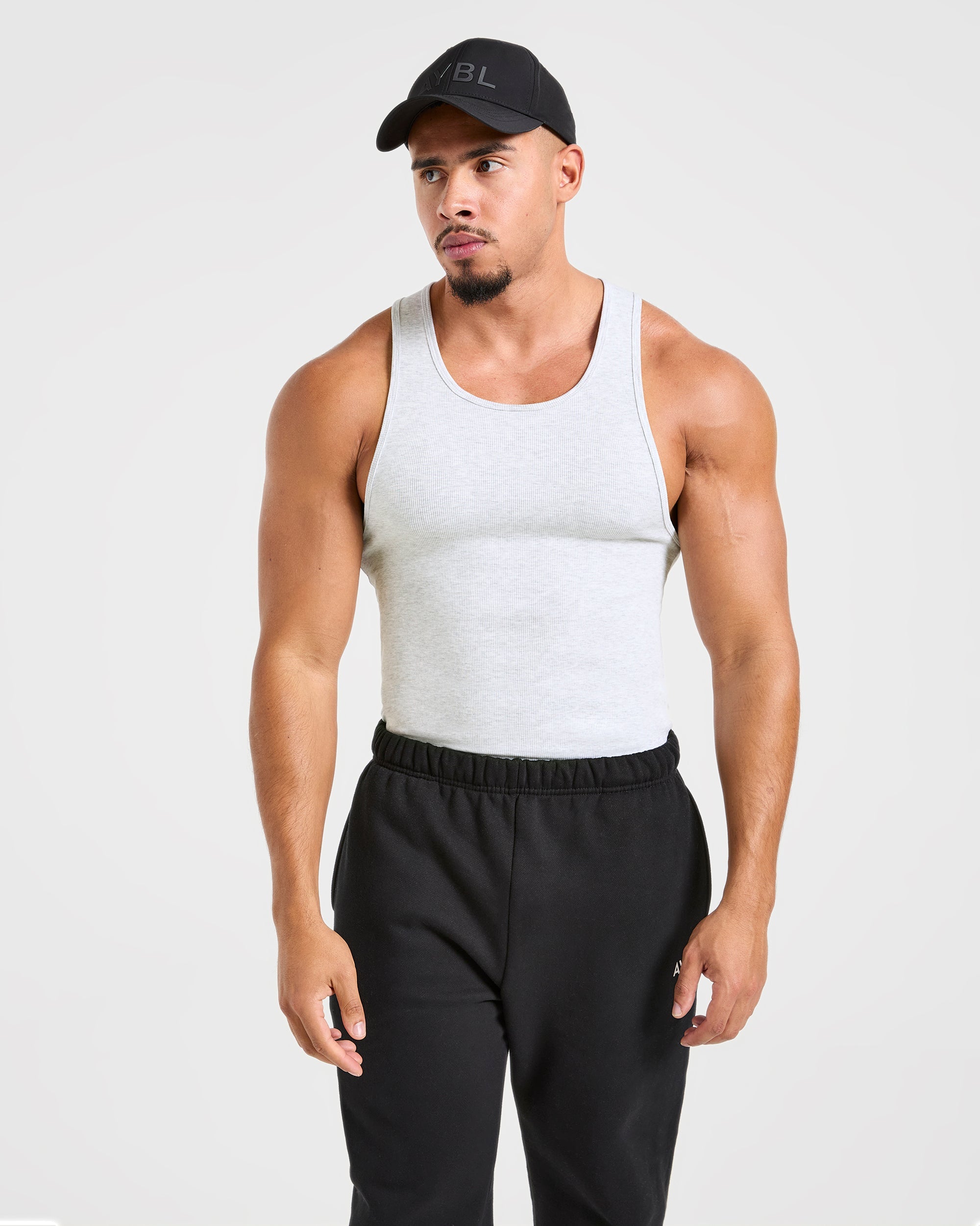 Muscle Ribbed Tank - Light Grey Marl