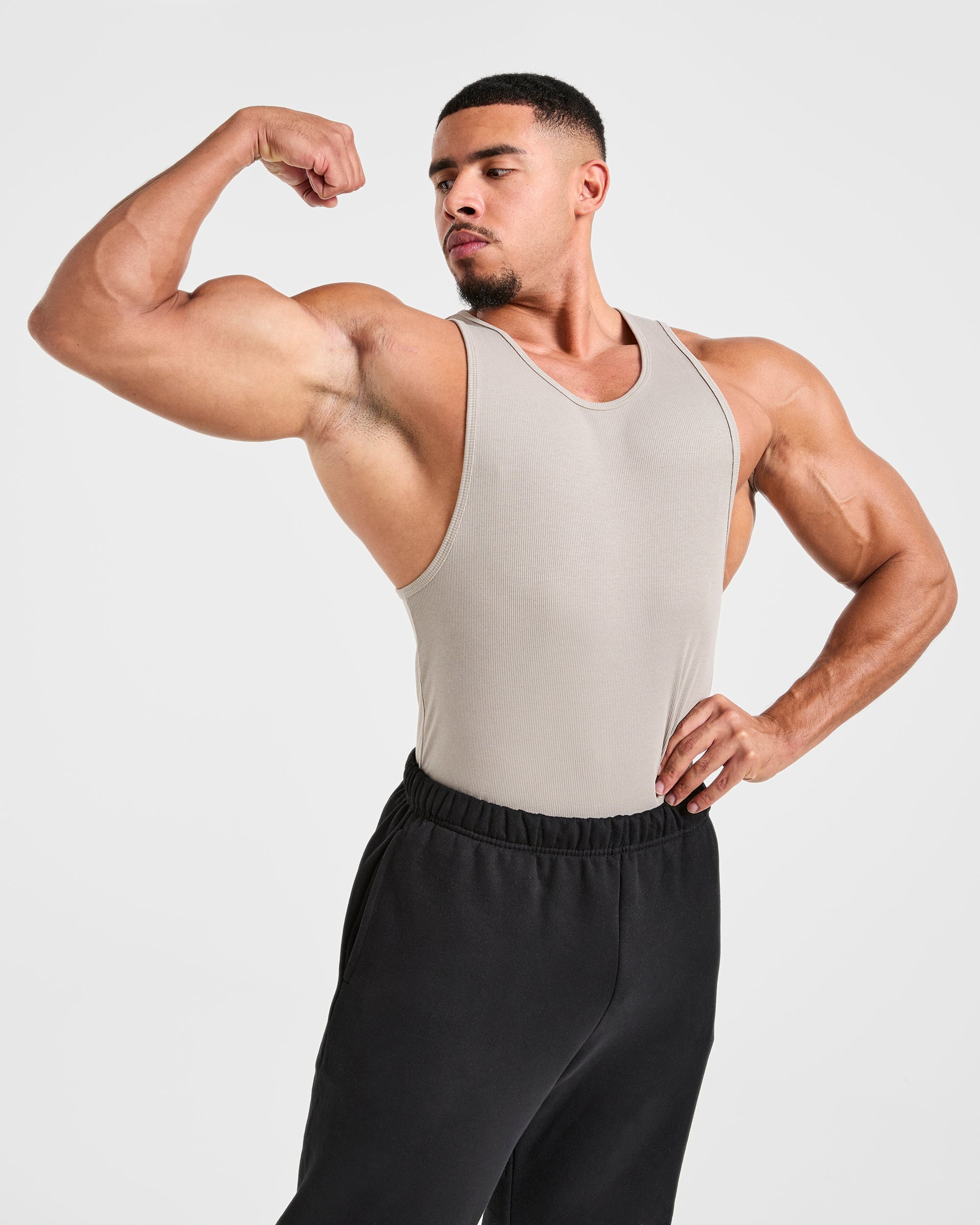 Muscle Ribbed Tank - Cloud Grey