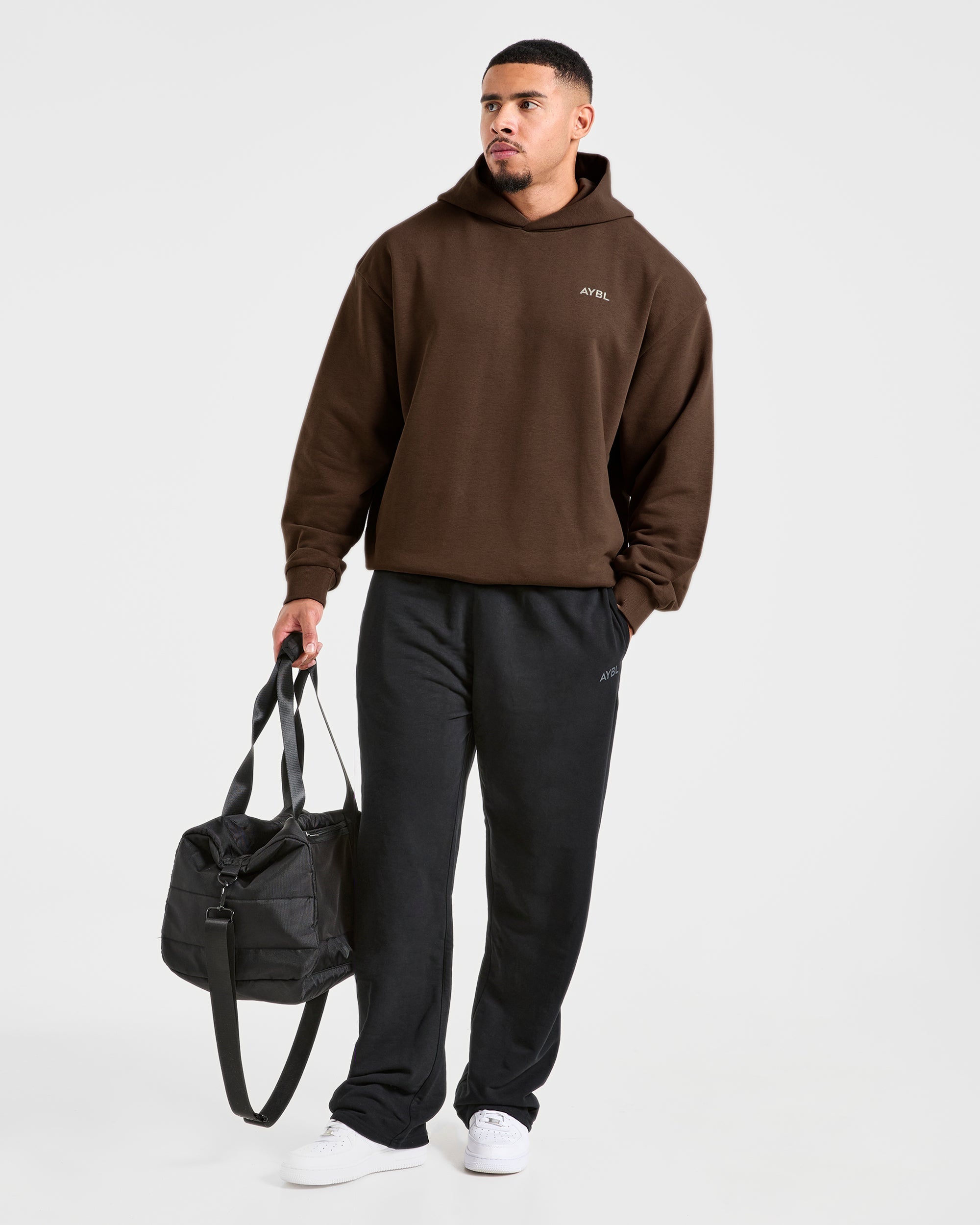 Essential Oversized Graphic Hoodie - Brown