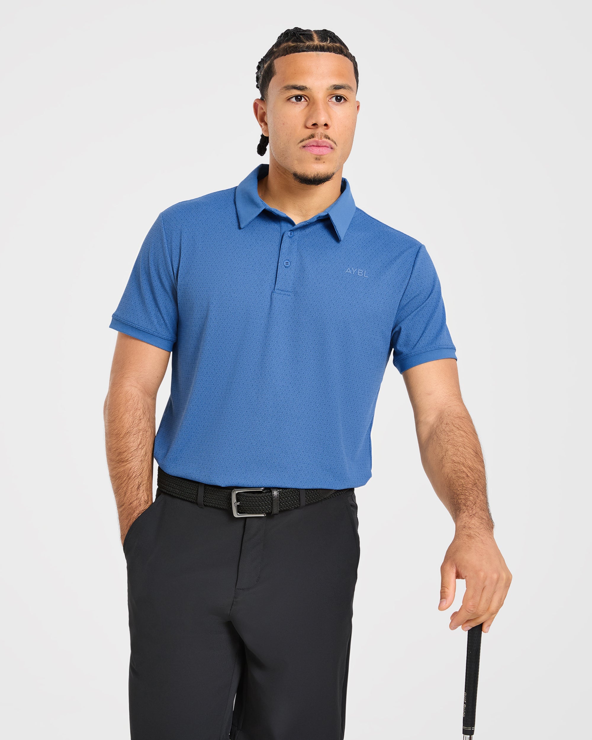 Precision Geometric Polo - Ocean Blue