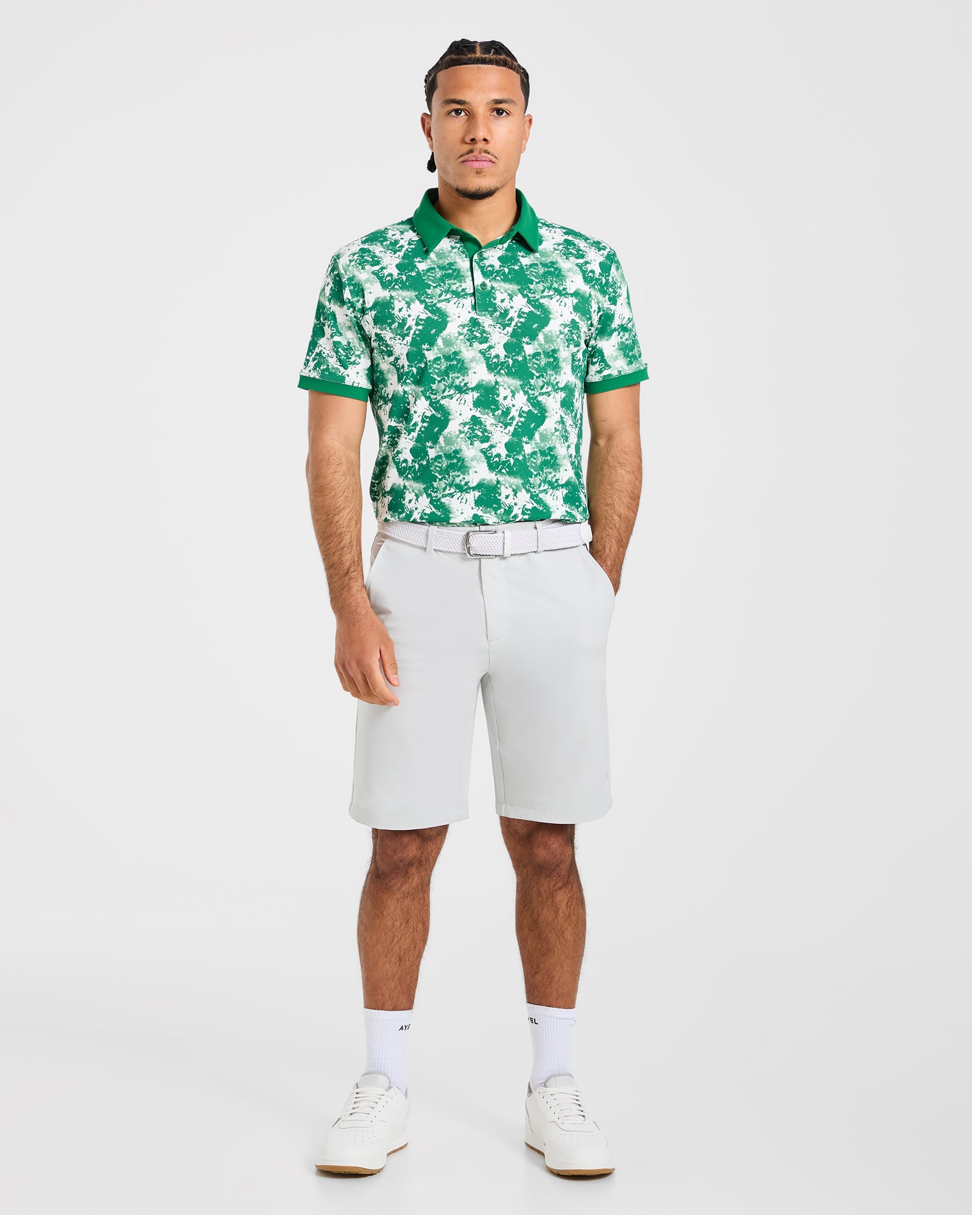 Precision Splatter Polo - Rye Green/Cream